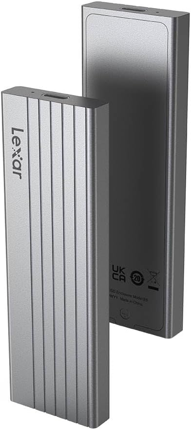 Lexar E6 M.2 NVMe SSD Enclosure - USB 3.2 Gen 2 (10Gbps) External Hard Drive Case for PC, Mac, Laptop - Portable Storage Solution for Gaming, Video Editing & Data Backup