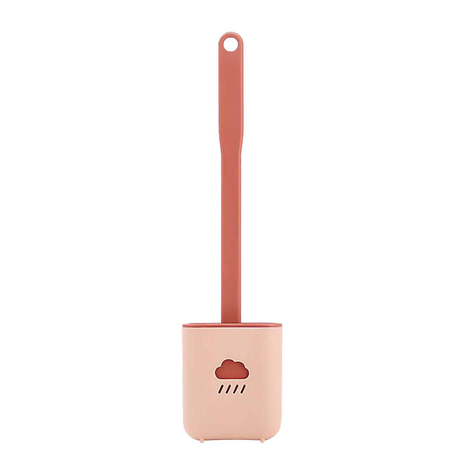 Neferlife Soft Plastic Toilet Brush Set - Long Handle, Abs & Silicone (Pink) for Bathroom Cleaning