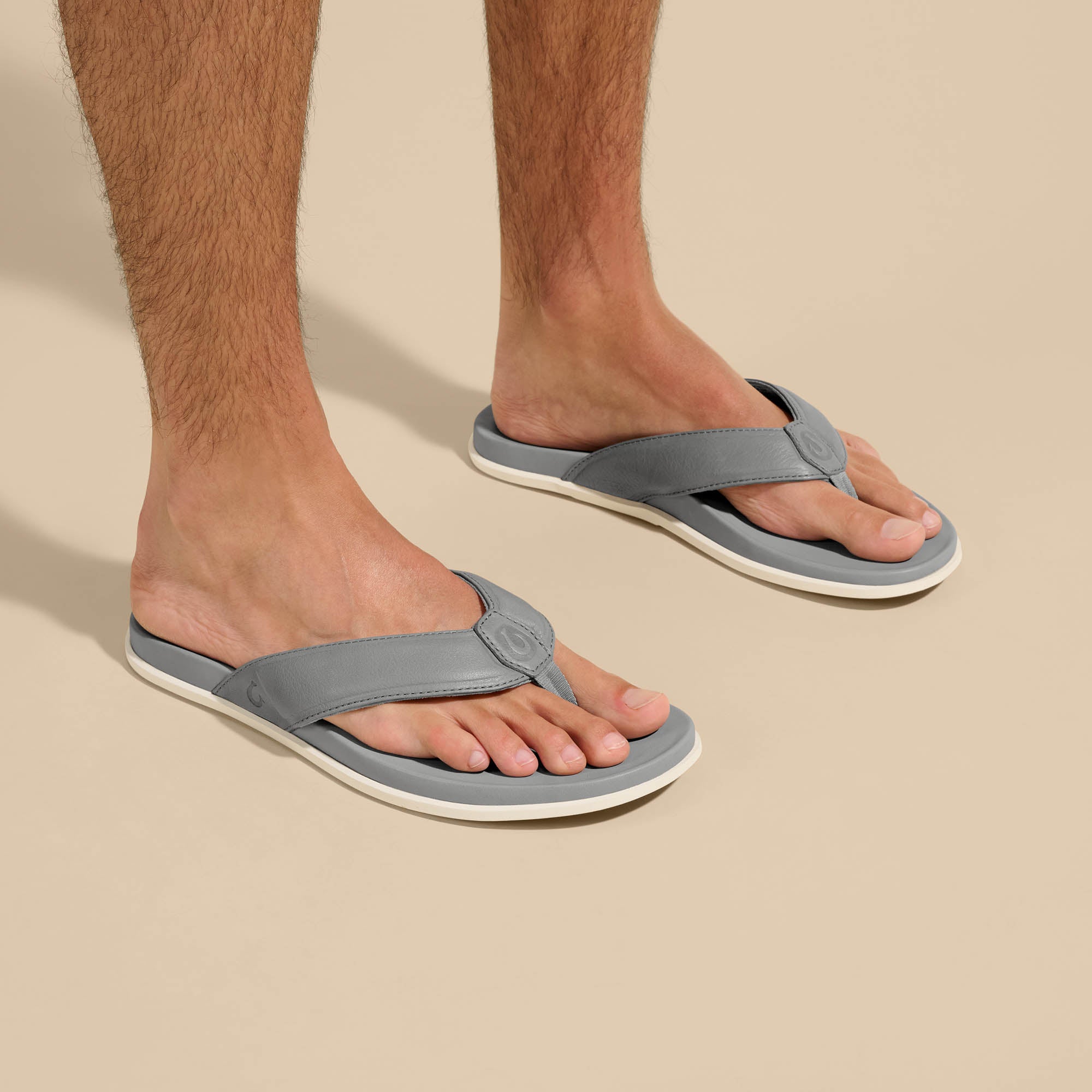 Olali Men's Leather Sandals - Comfortable Ash Brown Outdoor Summer Slides for Beach, Pool & Casual Wear