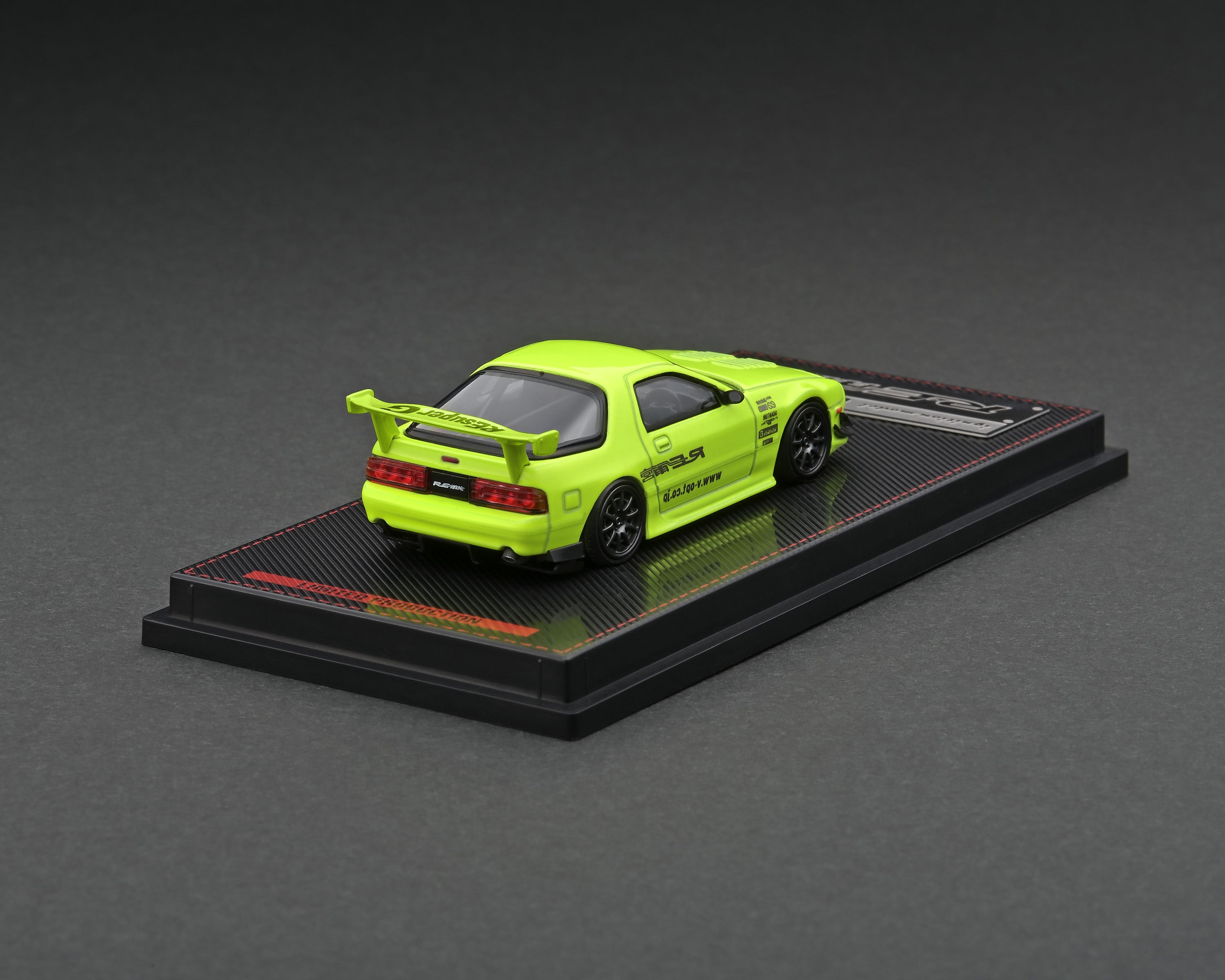 1/64 Scale Mazda RX-7 FC3S RE Amemiya Yellow Green Diecast Model Car - Perfect for Collectors, Display, and Racing Enthusiasts