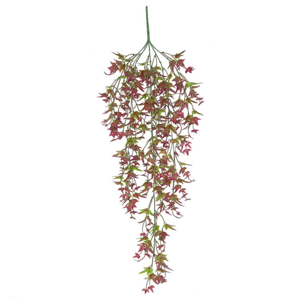 Meoliny Artificial Sweet Potato Vine Leaves - Fake Weeping Willow Rattan Plant for Home & Garden Decor (Rose Red) - Perfect for Indoor Greenery, Wall Hanging, and Wedding Centerpieces