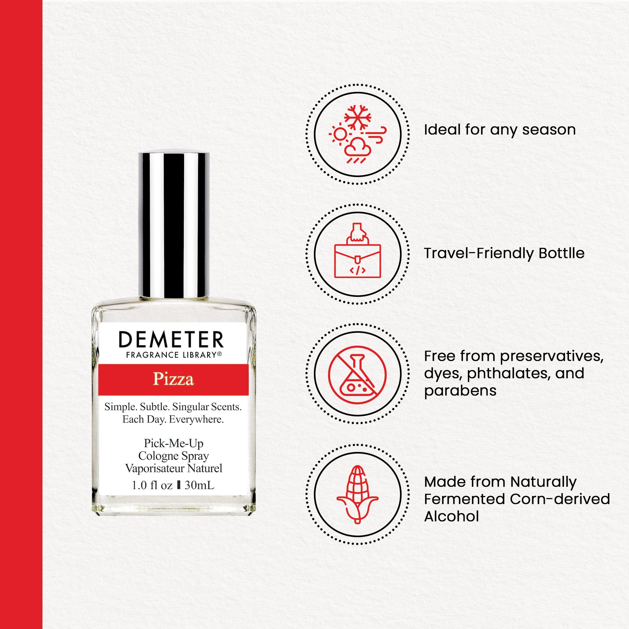 DEMETER Pizza 1 oz Cologne Spray - Unisex Fragrance for Women & Men | Gourmet Scent for Pizza Lovers, Fun Gift for Foodies, Unique Perfume for Casual Wear