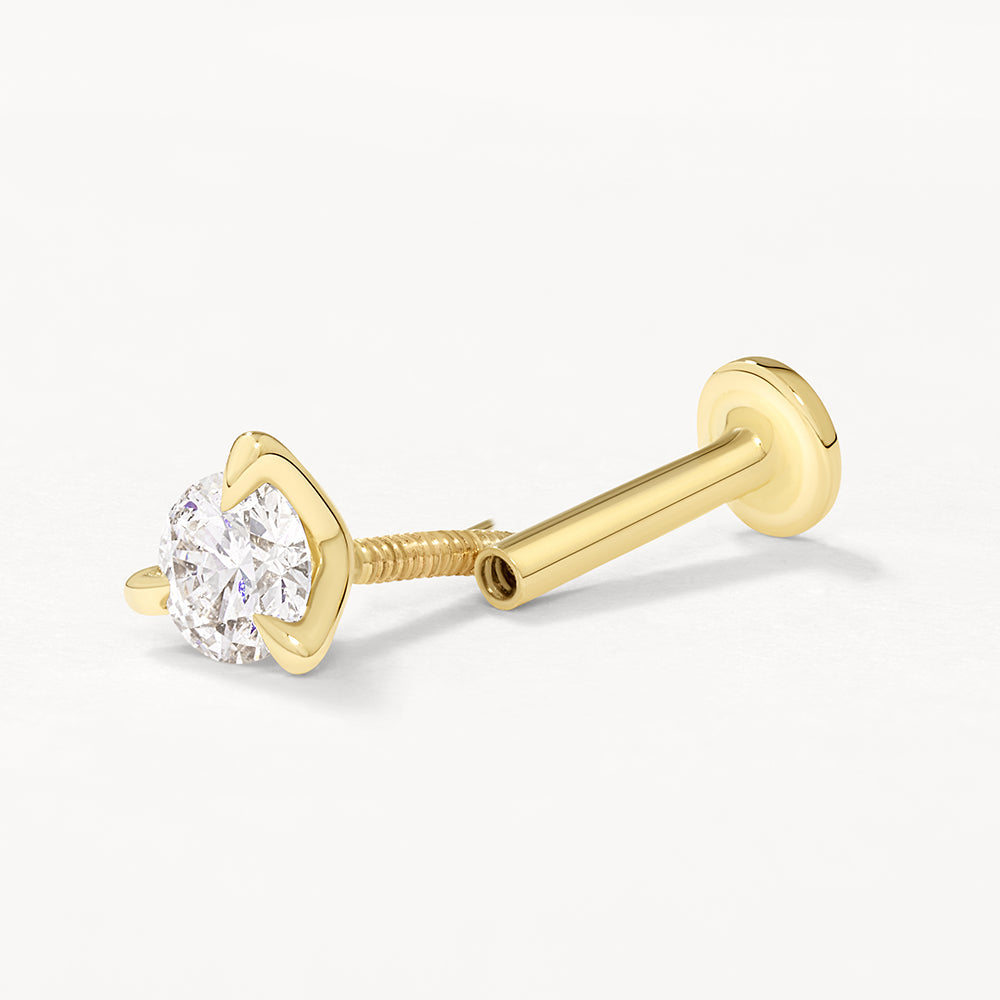 0.10ct Lab-Grown Diamond Helix Single Stud Earrings in 10K Gold - Perfect for Everyday Wear, Gift Giving & Special Occasions