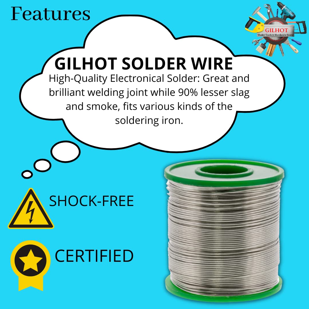 Gilhot® Rosin Core Solder Wire 2 Rolls (50g) with Quickfix Soldering Paste Flux (15g) Combo Kit - Perfect for Electronics Repair, DIY Projects, and Home Improvement