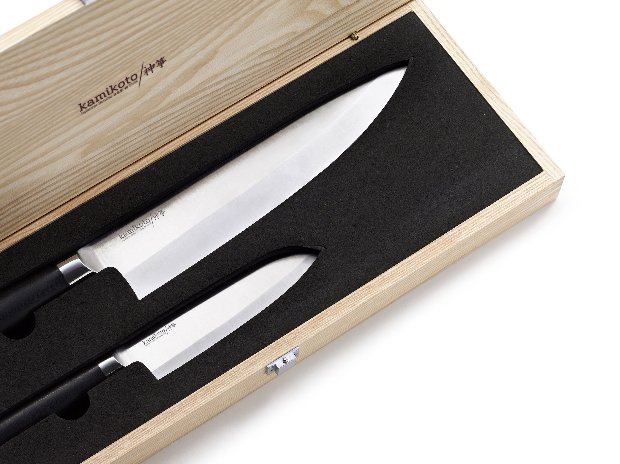 Premium Kamikoto Senshi Dual Knife Set with Wooden Display Stand - Japanese Chef Knives for Professional Cooking & Home Kitchen Use - Perfect for Slicing, Dicing & Food Preparation