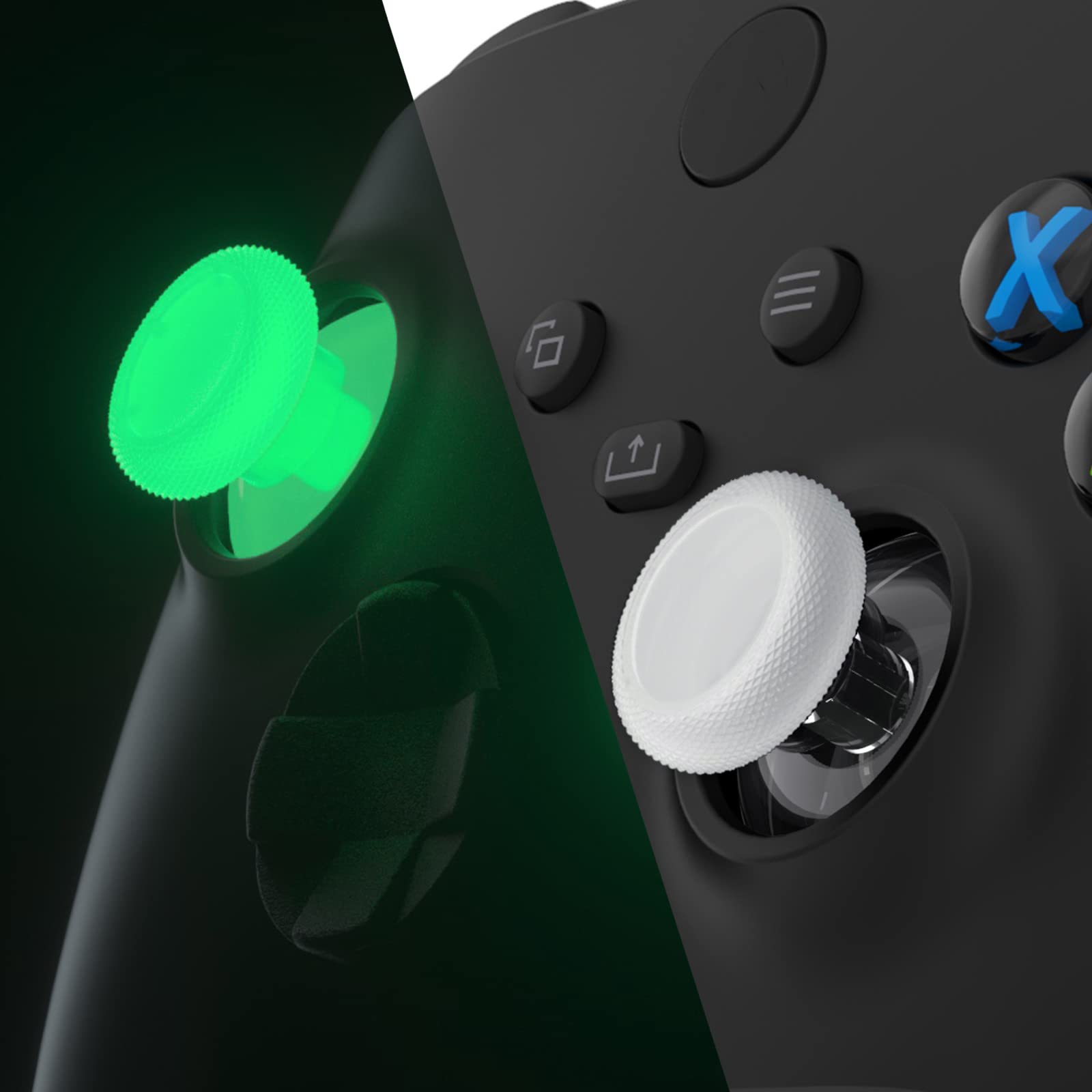 eXtremeRate Glow in Dark Green Replacement Thumbsticks for Xbox Series X/S & Xbox One S/X/Elite Controller - Premium Joystick Repair Kit - Perfect for Gaming, Night Play & Controller Customization