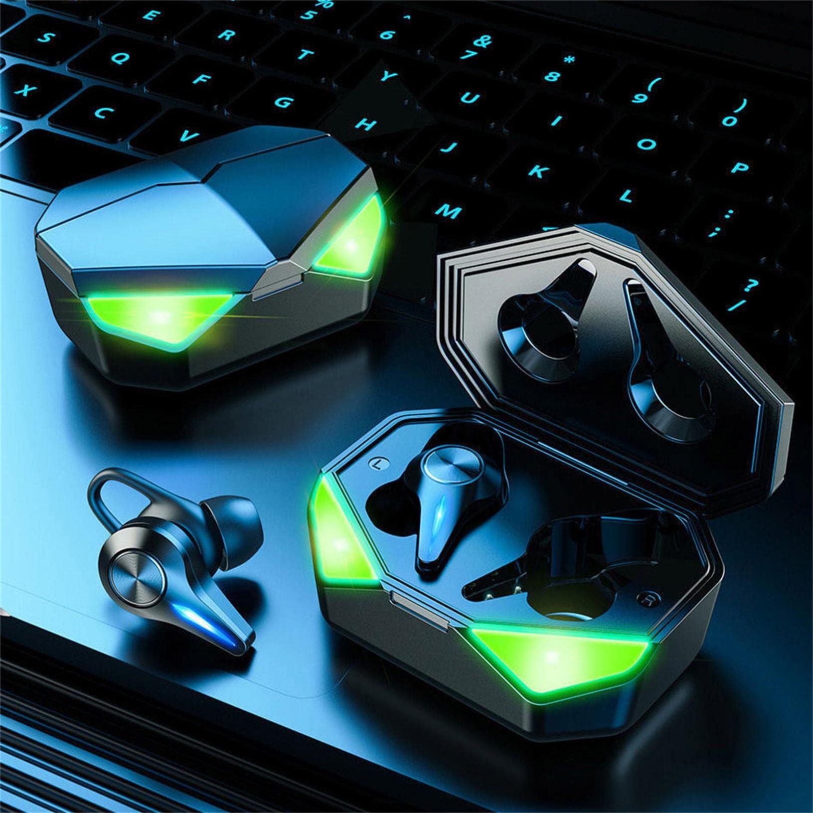 K5 Bluetooth Gaming Earbuds with RGB Breathing Light, Deep Bass & 9D Stereo Sound - Noise Cancelling Wireless Headphones for Workout, Running, Gym, Business Calls - Compatible with iOS/Android Devices | Perfect for Gaming, Fitness & Office Use