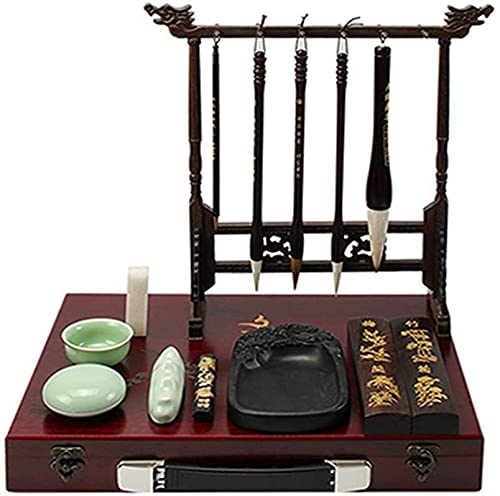 Premium Chinese Calligraphy Brush Set - Traditional Ink Brush Pens with Bamboo Holder - Complete Four Treasures Kit for Calligraphy Practice (Color: C) - Perfect for Beginners, Artists & Home Decoration