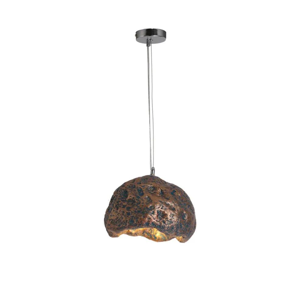 Stylish Faux Stone Resin Pendant Light for Bedroom - Modern Single Hanging Ceiling Fixture for Bedside, Reading Nook & Cozy Spaces
