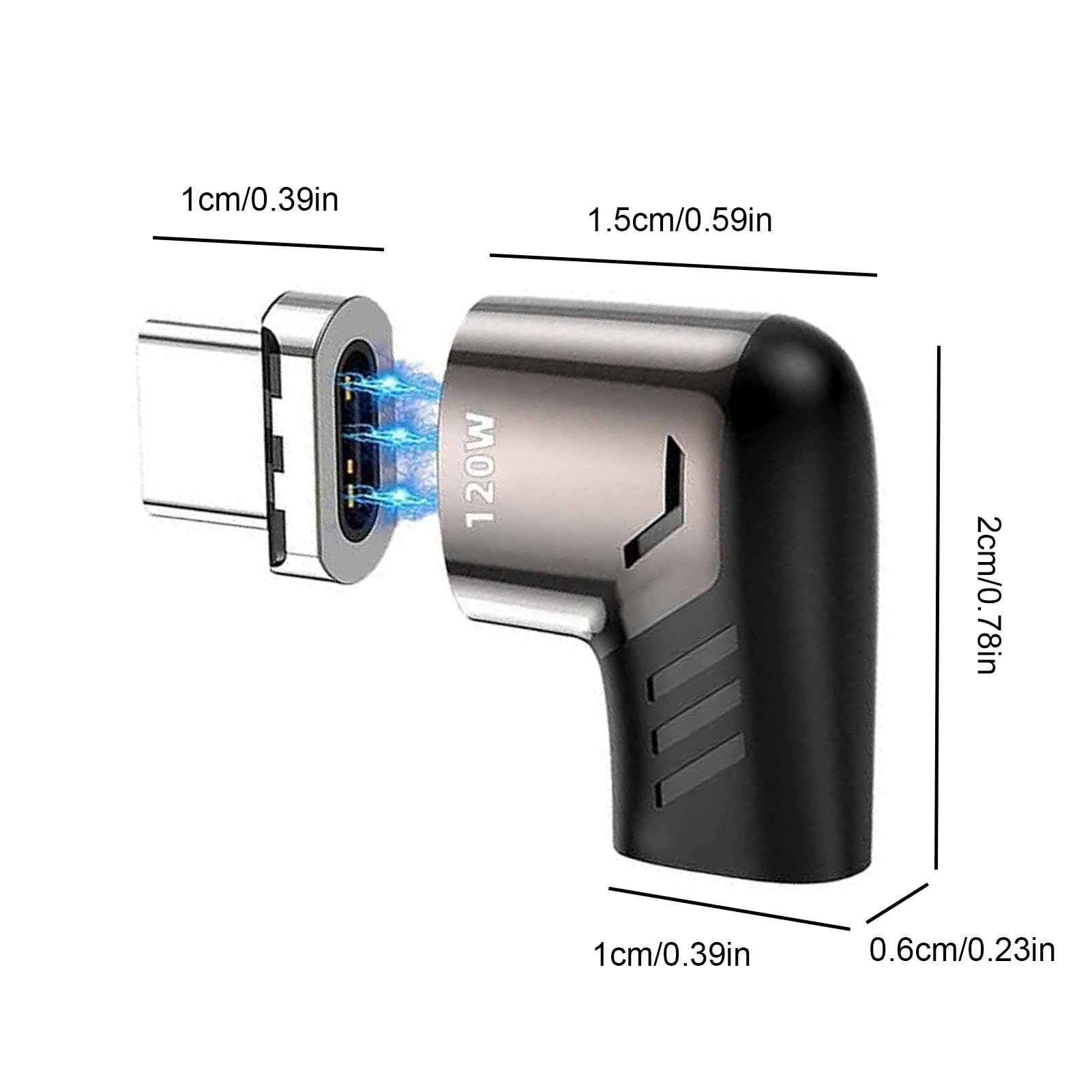 90 Degree Right Angle USB C Magnetic Charger - 120W Fast Charging & 480Mbps High Speed Data Transfer | Durable Magnetic Phone Adapter for iPhone, Samsung, iPad | Perfect for Gaming, Driving & Night Charging