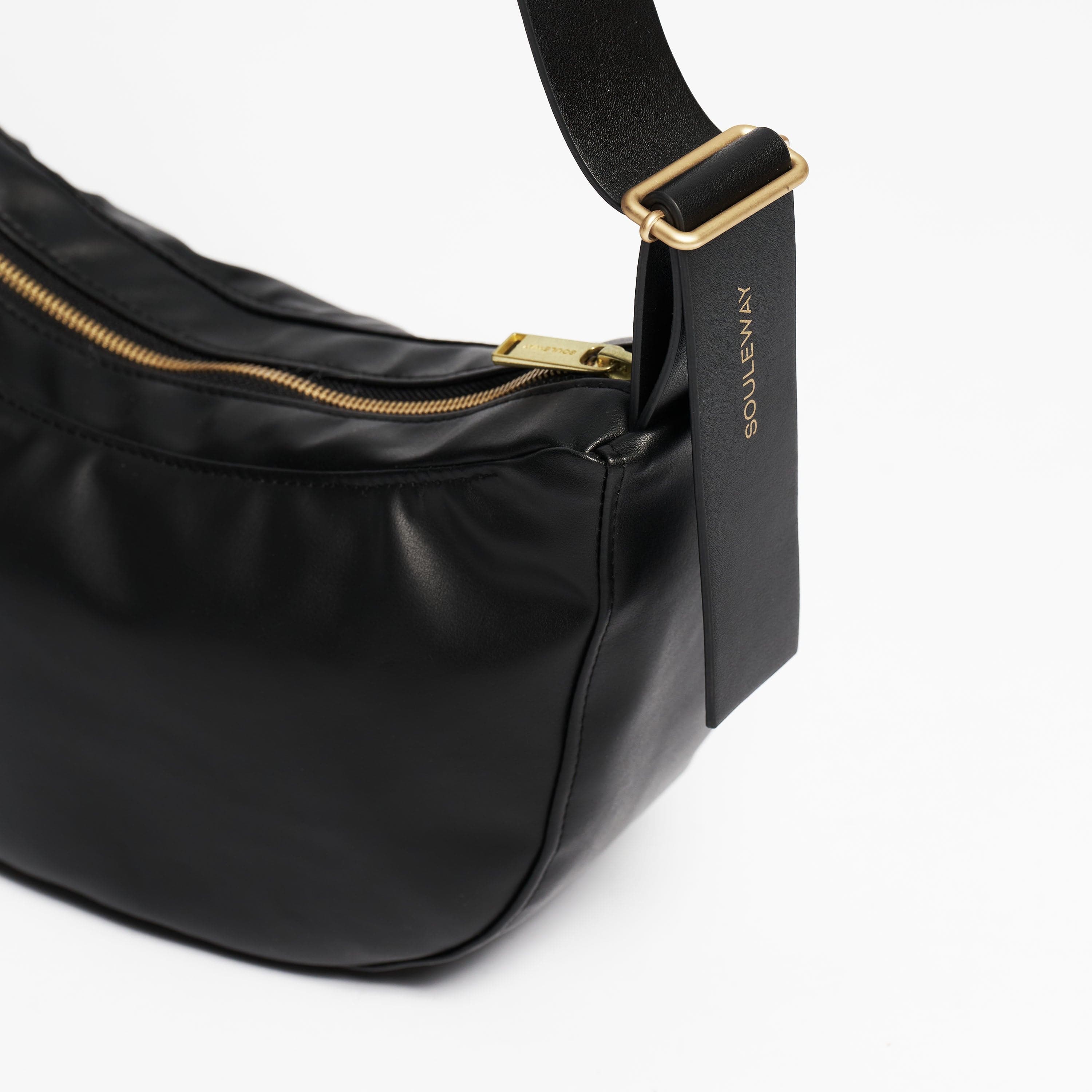 Oleatex Vegan Olive Leather Half Moon Bag for Women | Night Black | Perfect for Evening Parties, Date Nights & Special Occasions