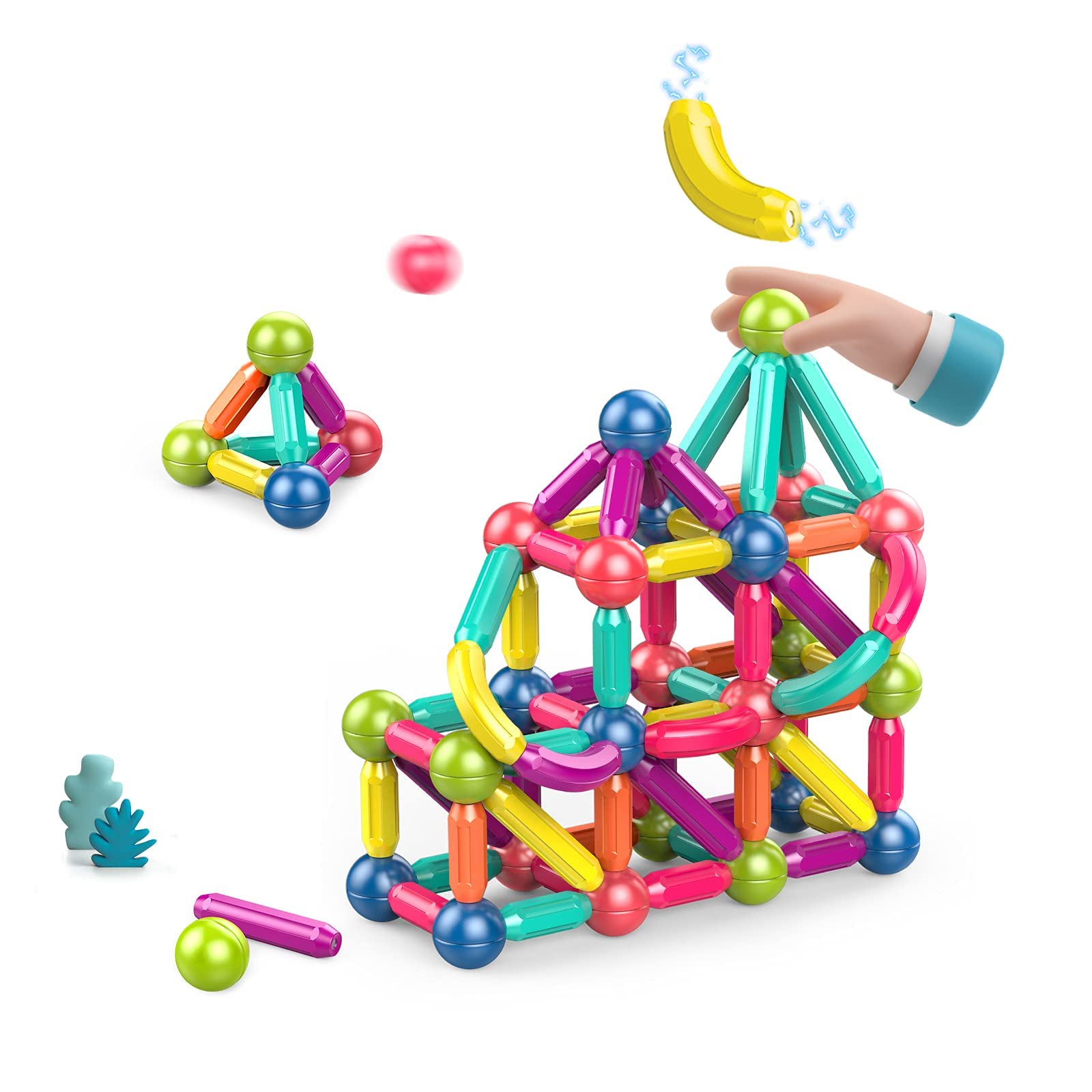 **Magnetic Building Blocks Set for Kids - 25pcs STEM Educational Toys for Boys & Girls Ages 1-5, Toddler Learning Toys with Magnetic Balls & Rods - Perfect for Creative Play, Classroom Activities & Birthday Gifts**