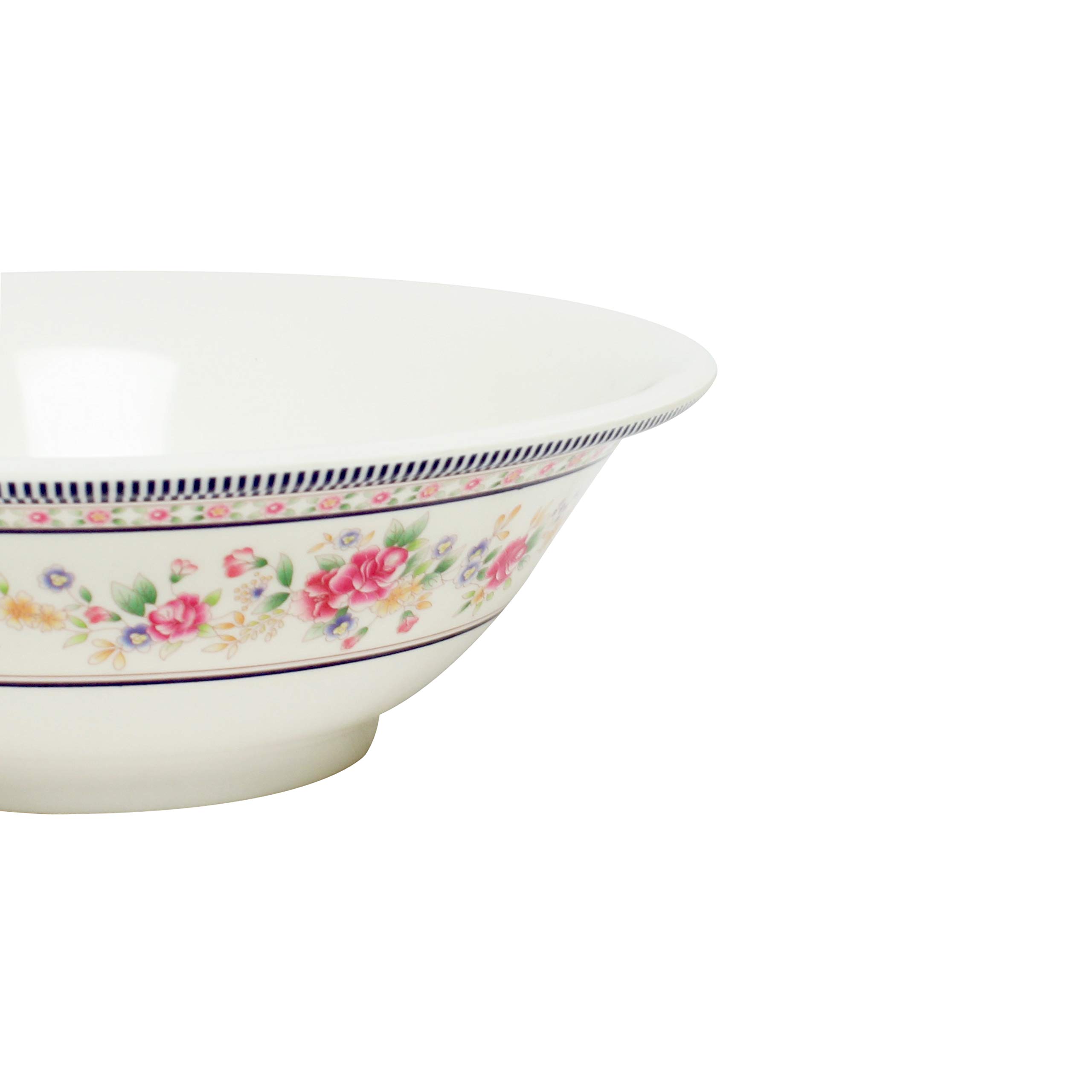 Thunder Group Rose Melamine Dinnerware Set - 15 oz Deep Bowl (6 Inch) - Pack of 12 - Durable & Stylish for Restaurants, Catering, and Outdoor Dining