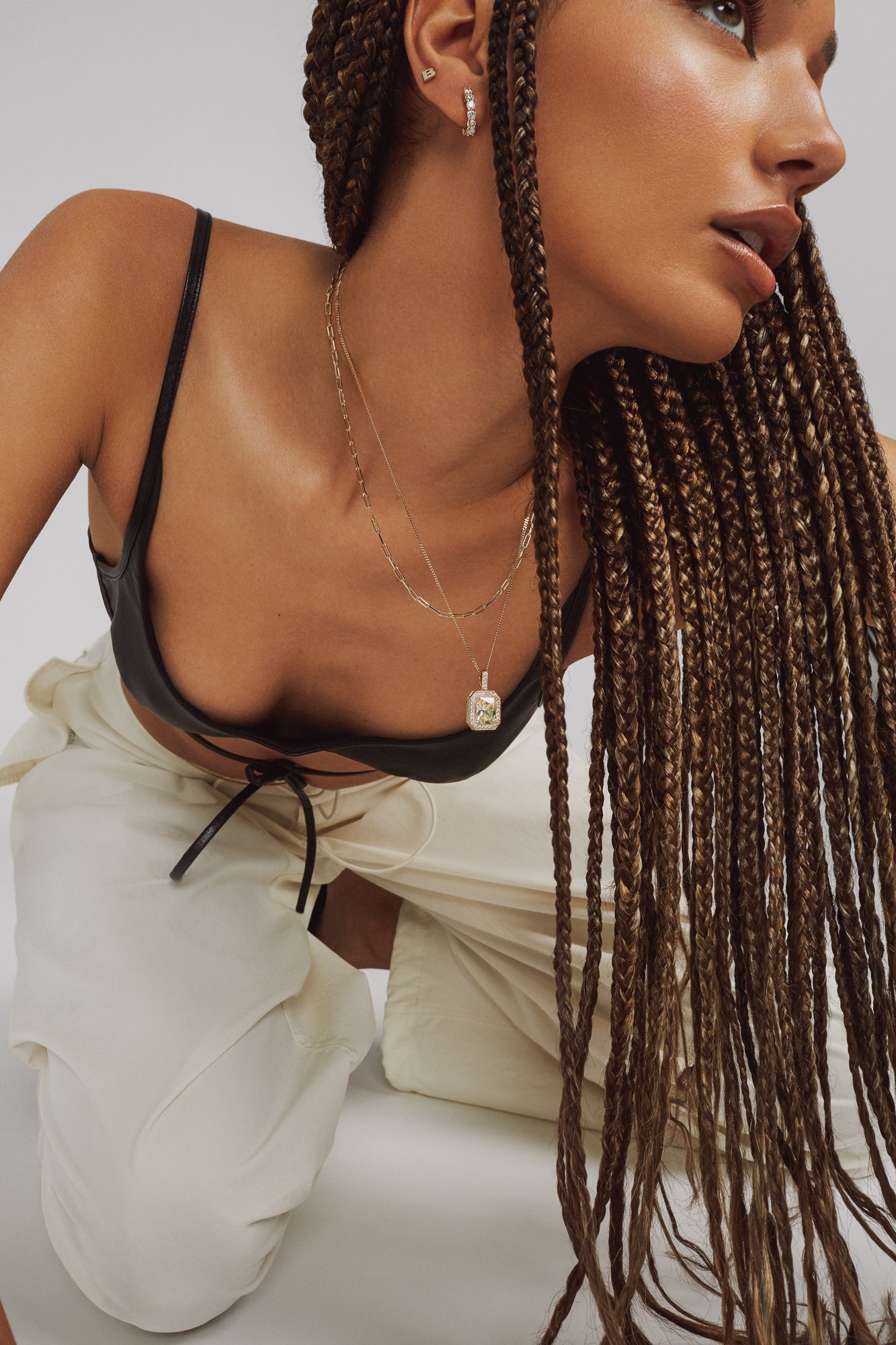 Elegant Gold Baguette Pendant Necklace for Women - Perfect for Parties, Weddings & Everyday Wear