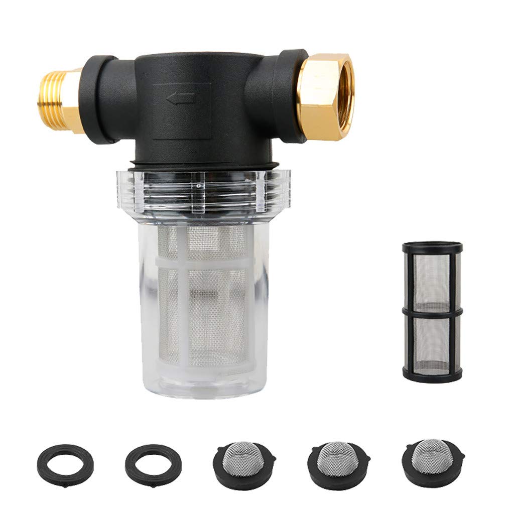 Premium Water Sediment Inlet Filter for Outdoor Faucet - Garden Hose Washer Attachment with Soap Dispenser - Multi-Color Universal Fit for Kitchen, RV, Camping & Car Washing