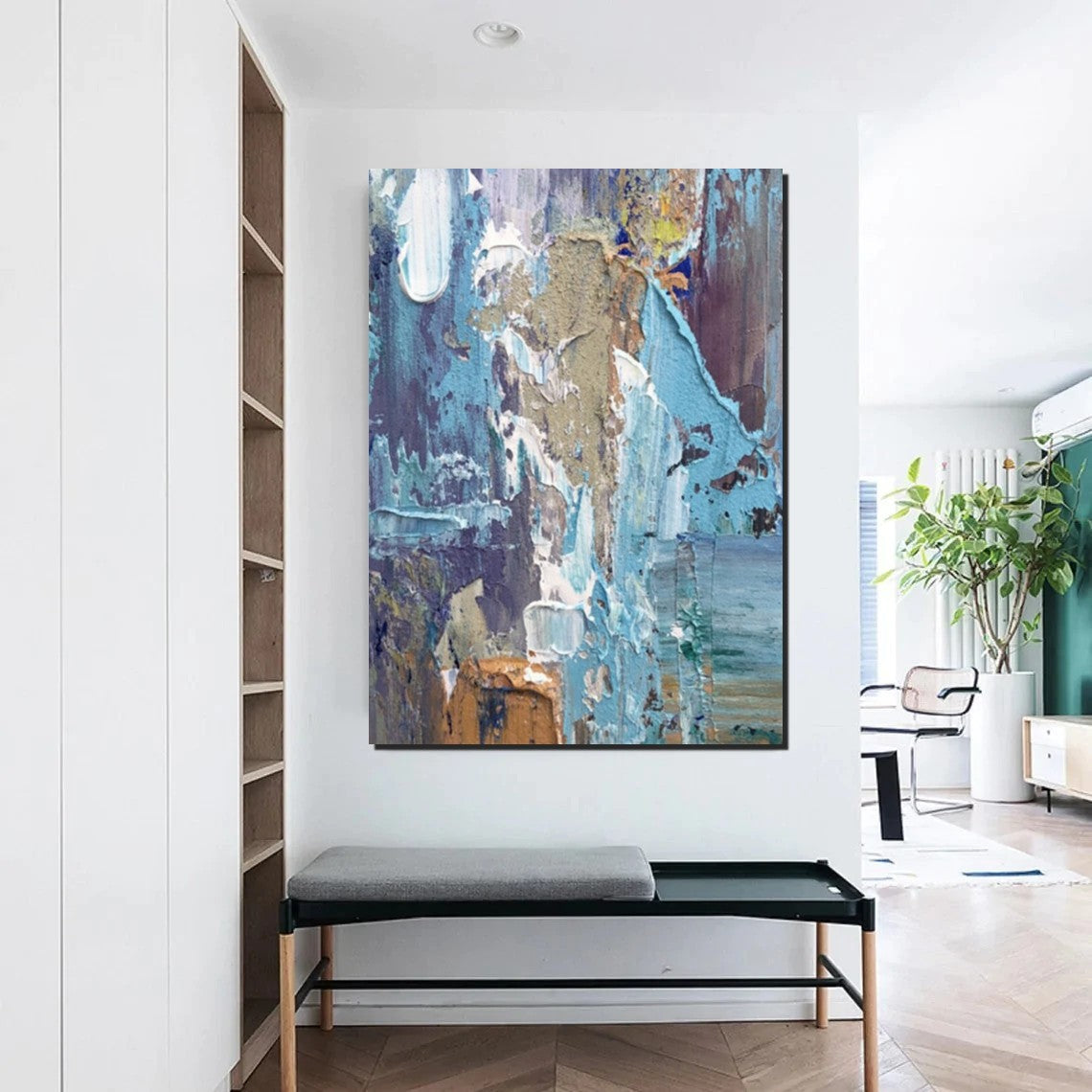 Hand Painted Abstract Acrylic Wall Art - Modern Extra Large Canvas Painting for Bedroom & Living Room Decor - Perfect for Home, Office and Gift Giving