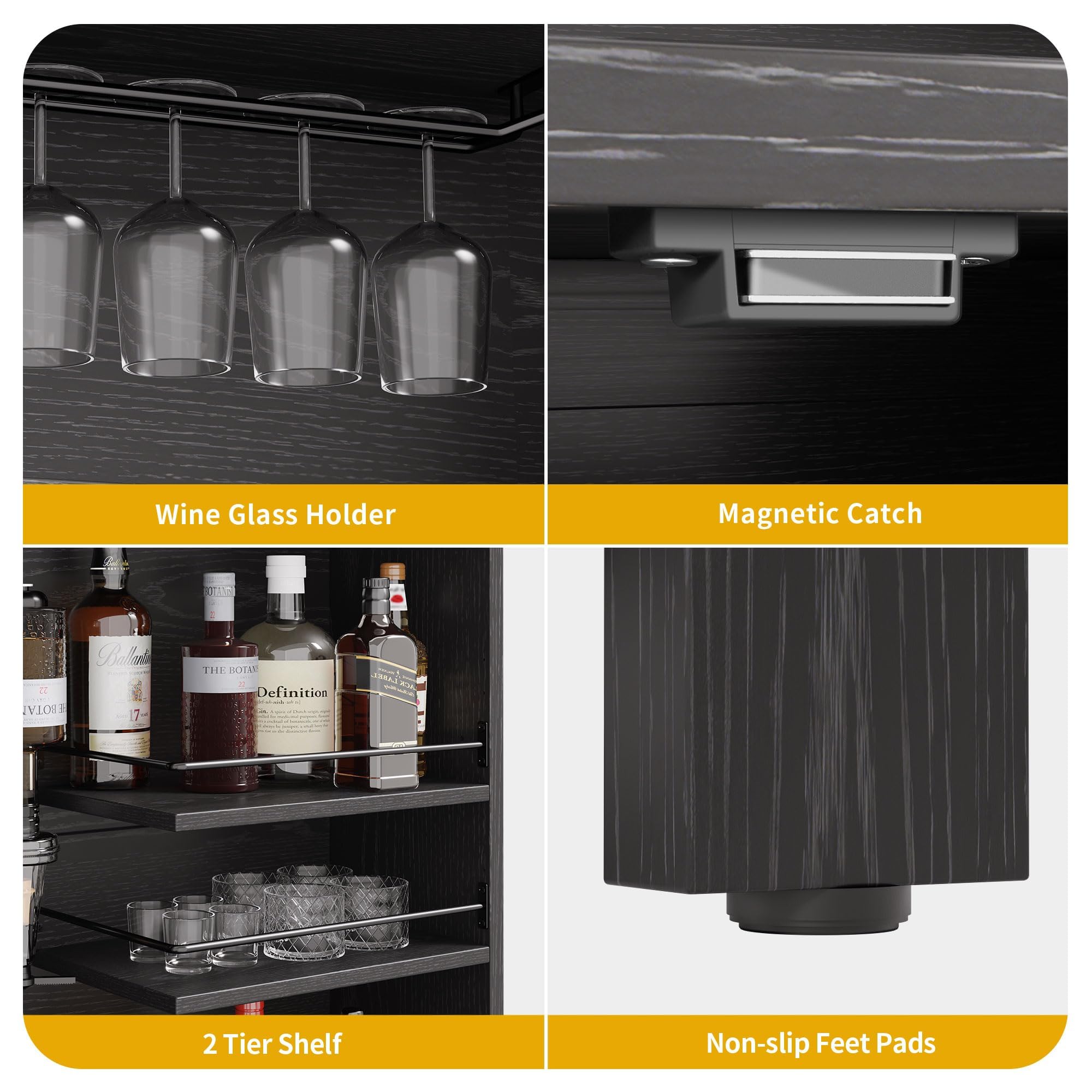 Farmhouse Bar Cabinet with LED Lights - 71