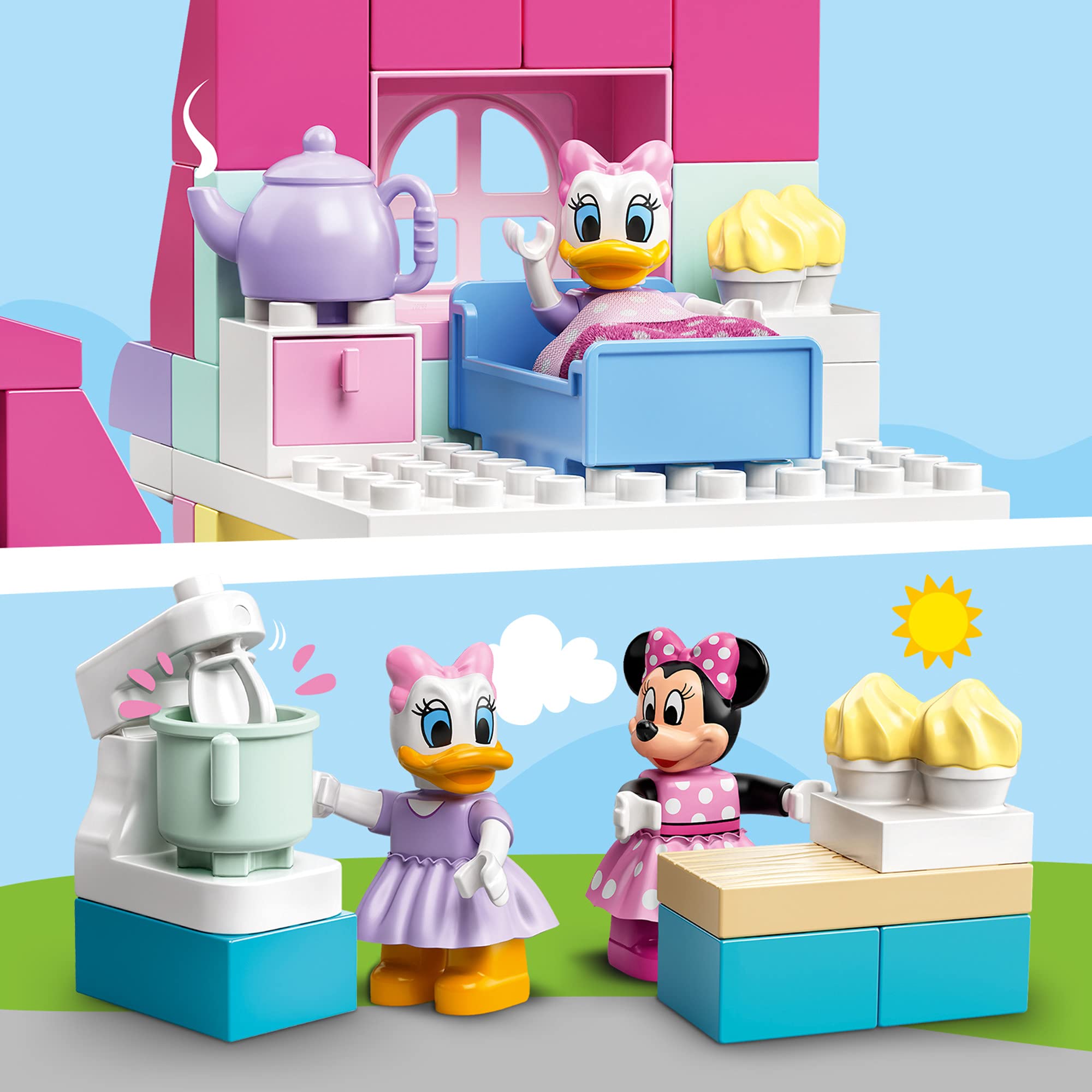 LEGO DUPLO Disney Minnie’s House and Café 10942 Building Blocks Set - 91 Piece Dollhouse Toy for Toddlers & Preschoolers with Minnie Mouse & Daisy Duck Figures - Perfect for Pretend Play & Early Learning