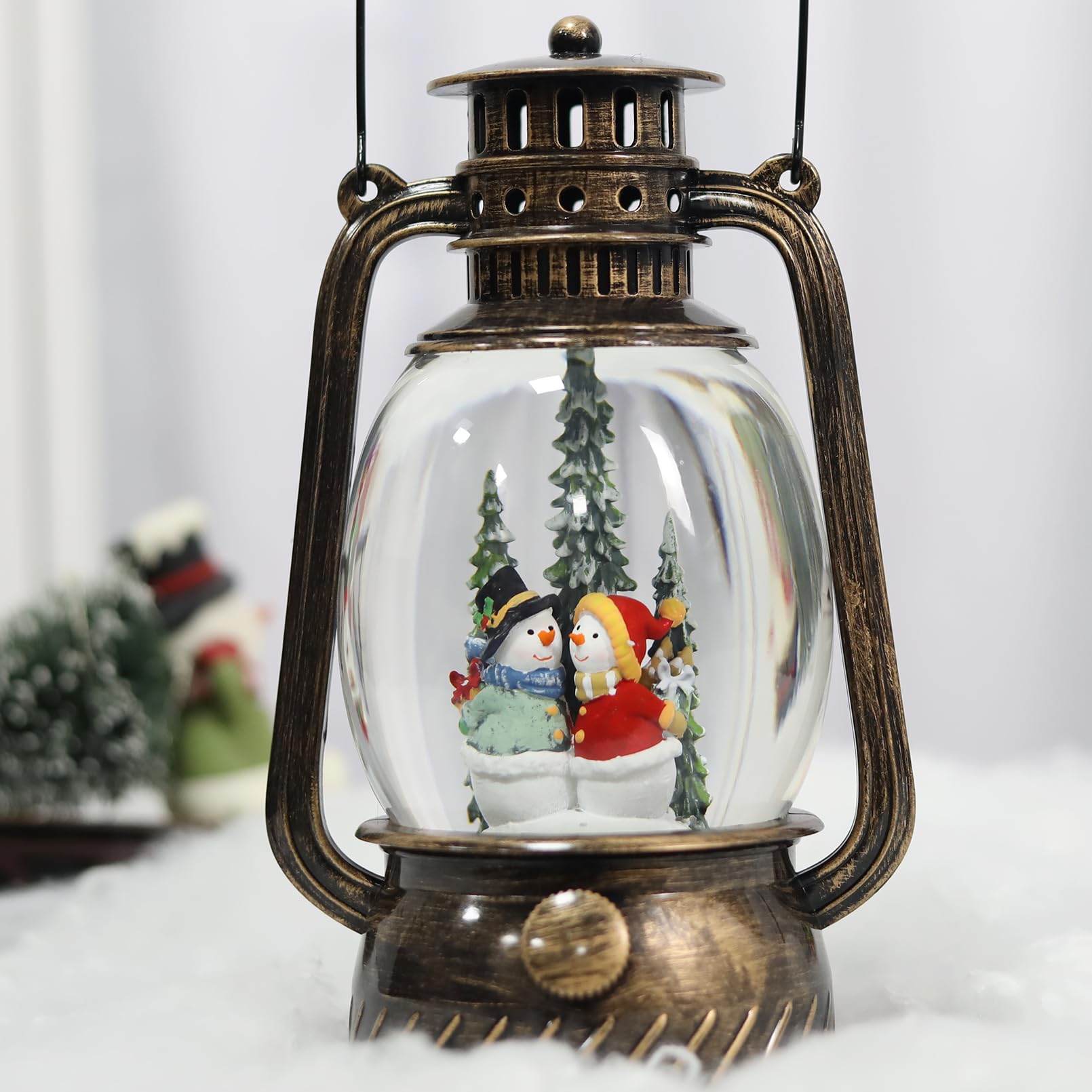 Snowman Musical Snow Globe with 6H Timer & Glittering Lights - USB/Battery Powered Christmas Decor for Home, Office, Xmas Tree (Perfect for Holiday Mantel, Table Centerpiece & Winter Indoor Decorations)
