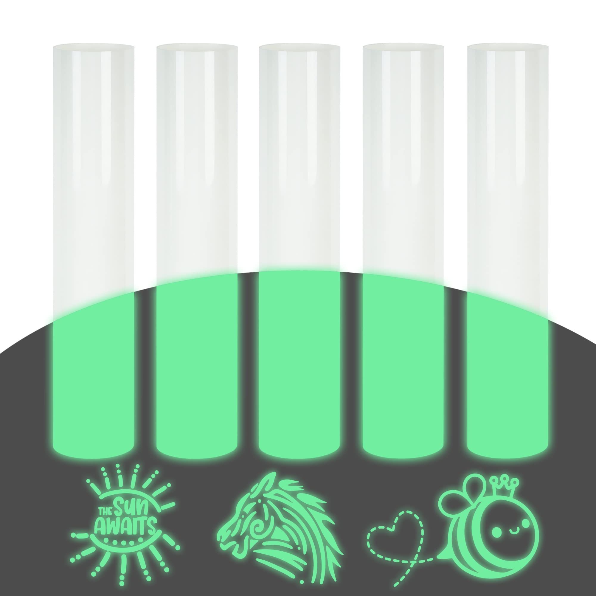 Glow in The Dark Heat Transfer Vinyl (HTV) - 5 Sheets 12