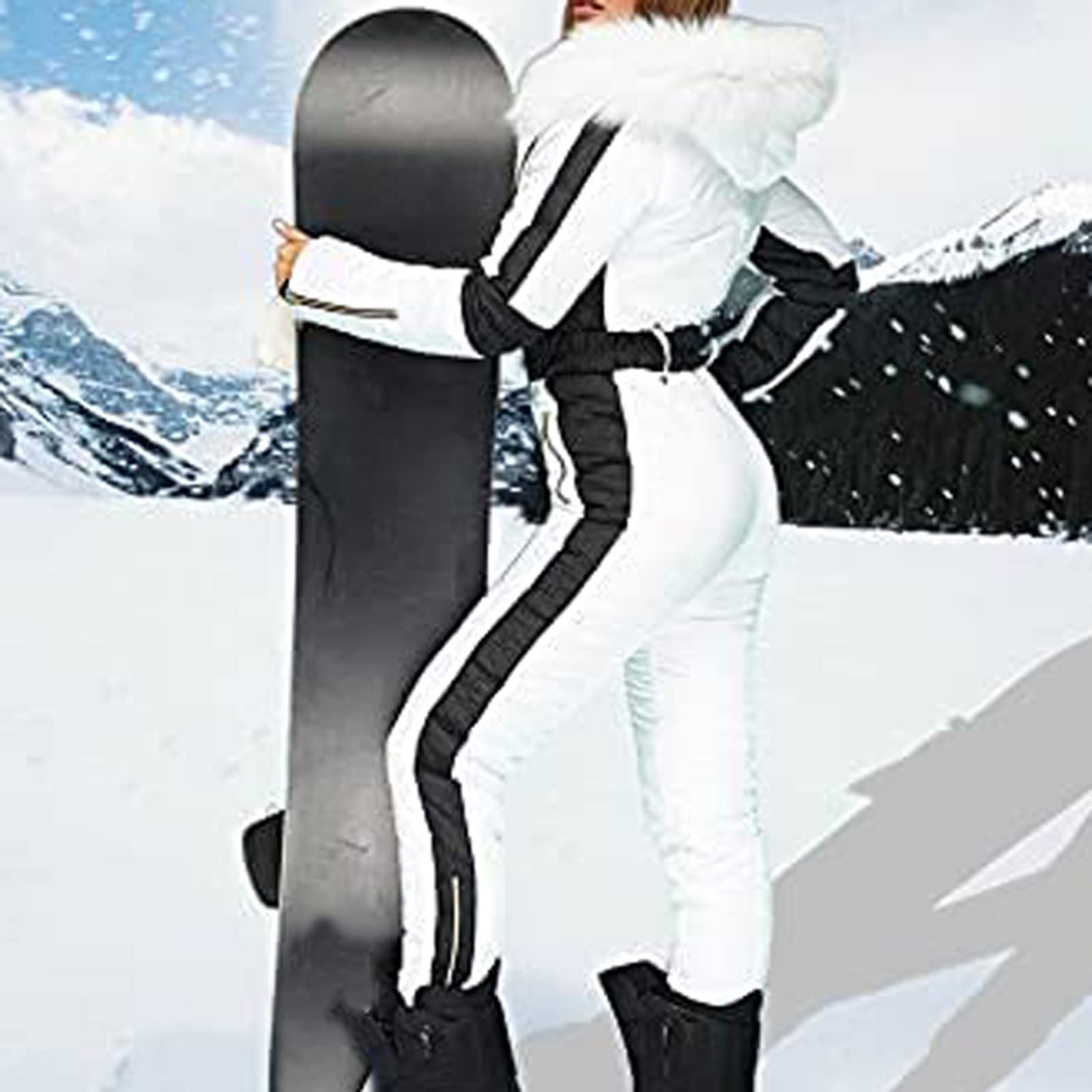 Women's Waterproof Ski Jumpsuit - High Waist Zippered Winter Snowsuit for Outdoor Sports & Snowboarding - Full Body Coverall for Skiing, Snowmobiling & Cold Weather Activities