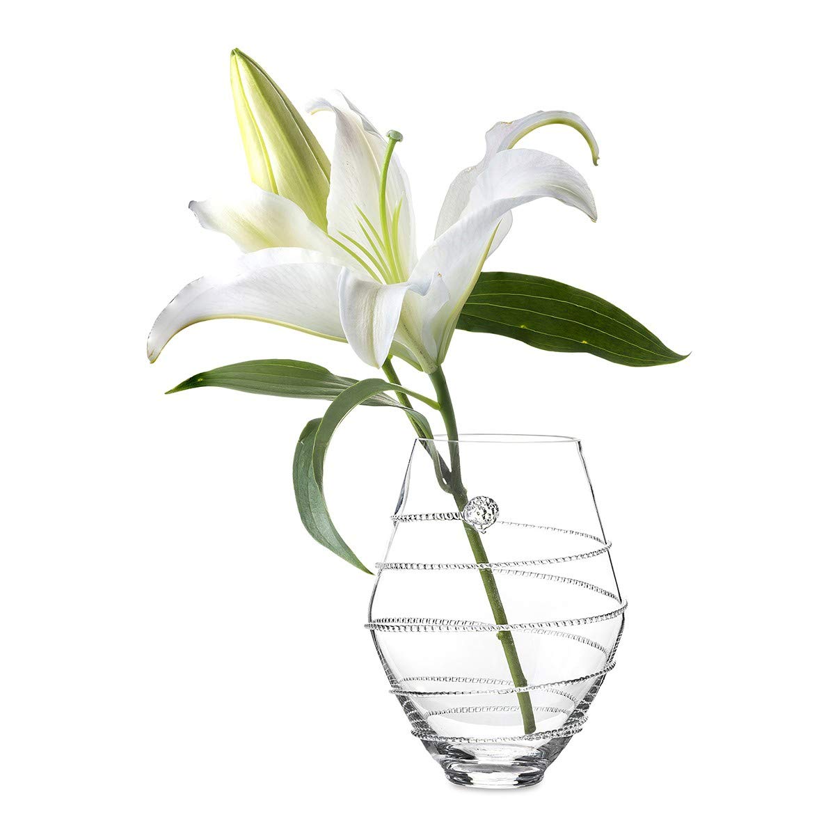 Juliska Amalia 6 Inch Clear Glass Vase - Elegant Floral Centerpiece for Home Decor, Wedding, and Dining Table Arrangements