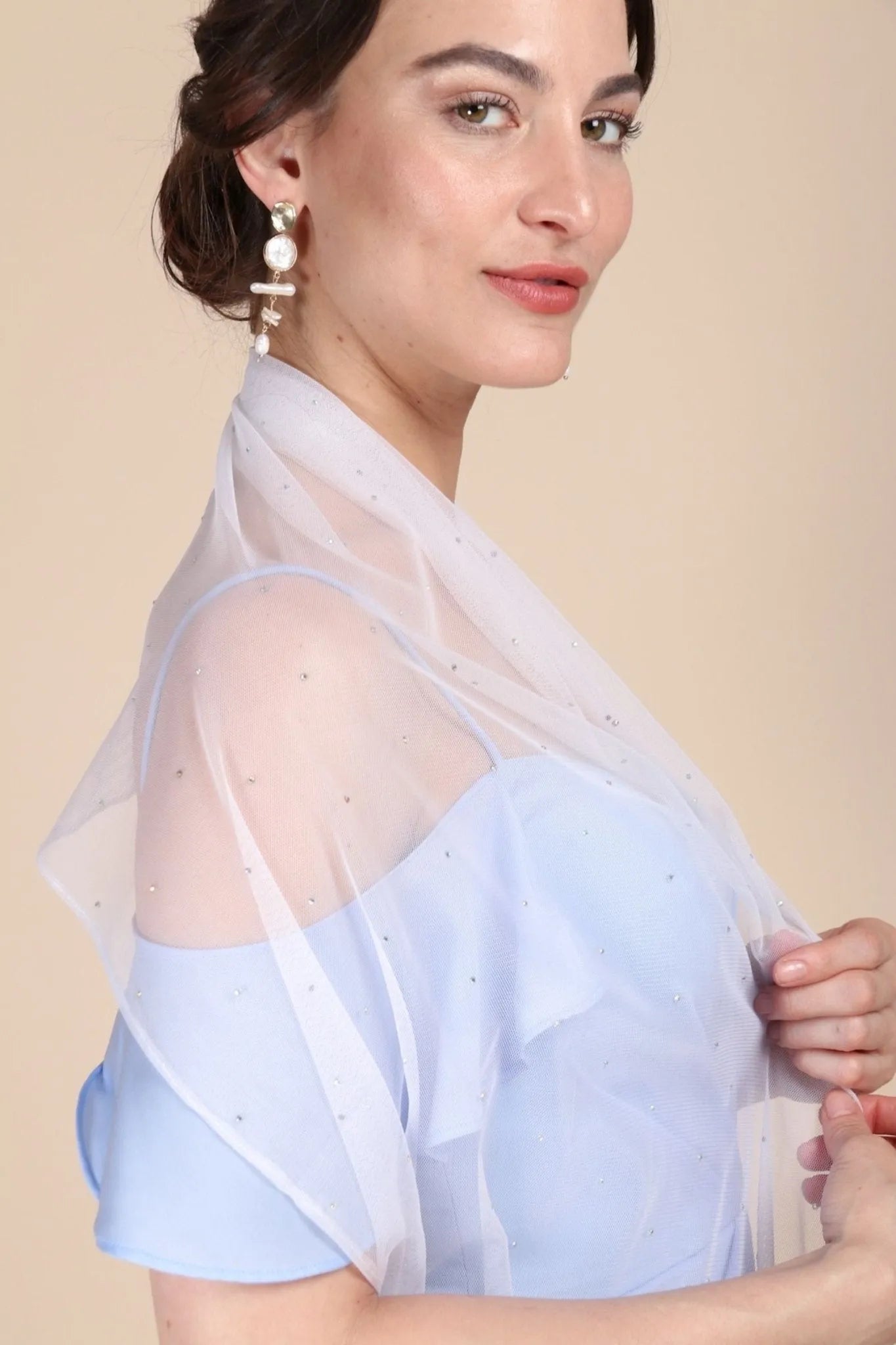 Elegant Sheer Crystal Scarf for Women - Lightweight Glitter Shawl Wrap - Perfect for Evening Parties, Weddings & Special Occasions
