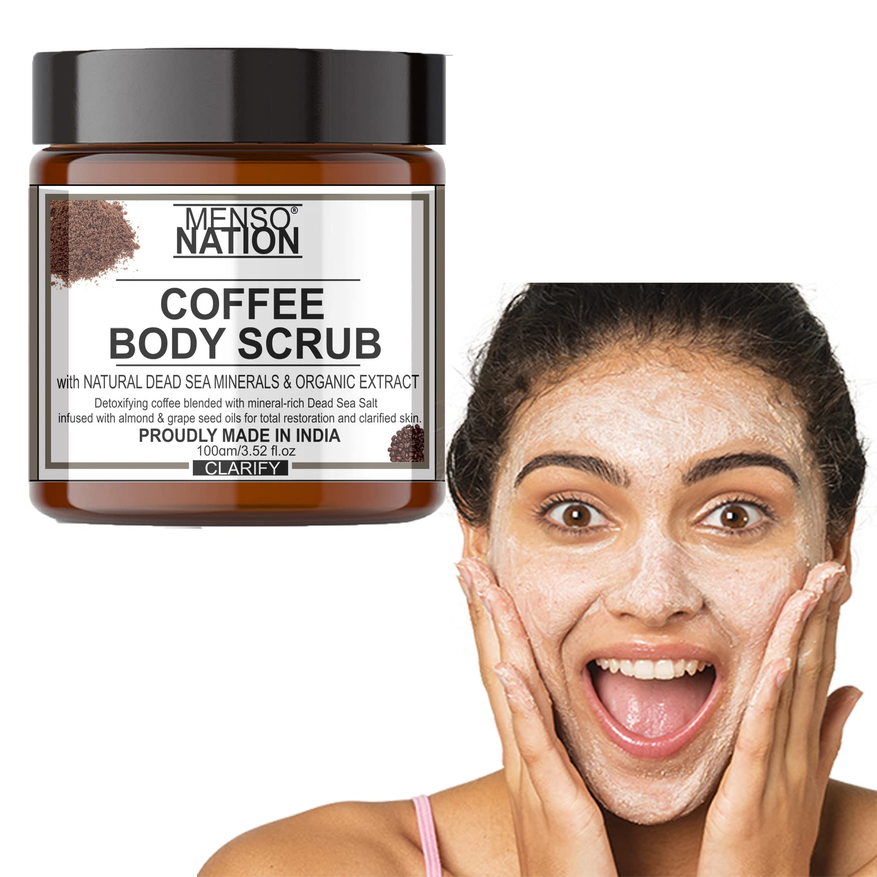 **Mensonation Coffee Scrub – Exfoliating & Brightening Face & Body Scrub for Dark Spots, Dead Skin, Blemishes – Nourishing & Moisturizing Skin Care Treatment – 100g (3-Pack) – Perfect for Daily Exfoliation & Glowing Skin**