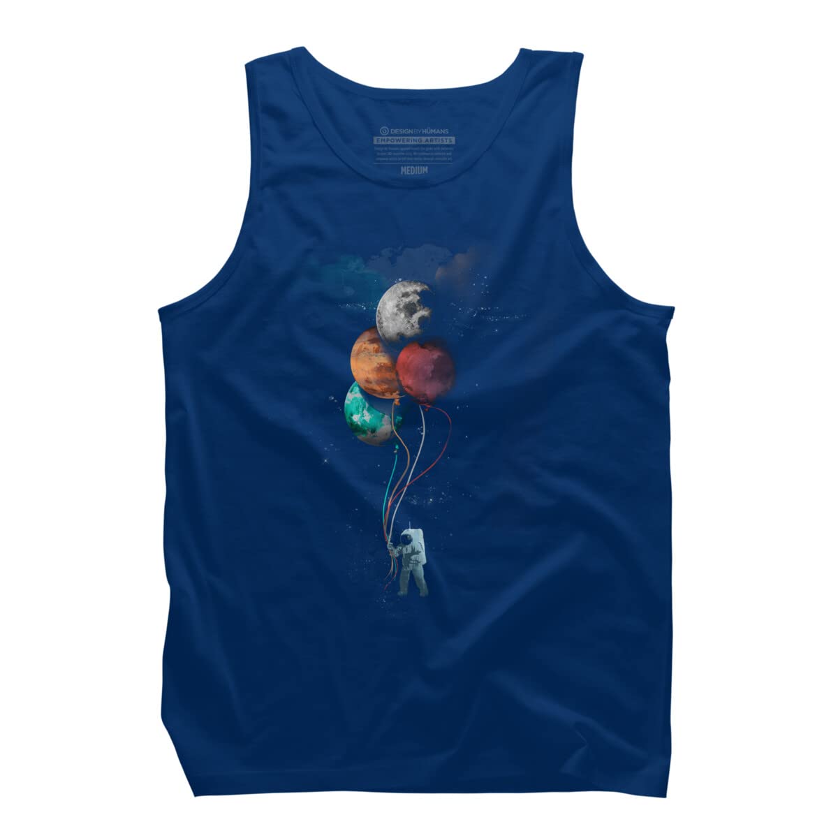 Design By Humans Men's The Spaceman's Trip by Gloopz Graphic Tank Top - Space Themed Casual Tee for Summer Outfits & Streetwear