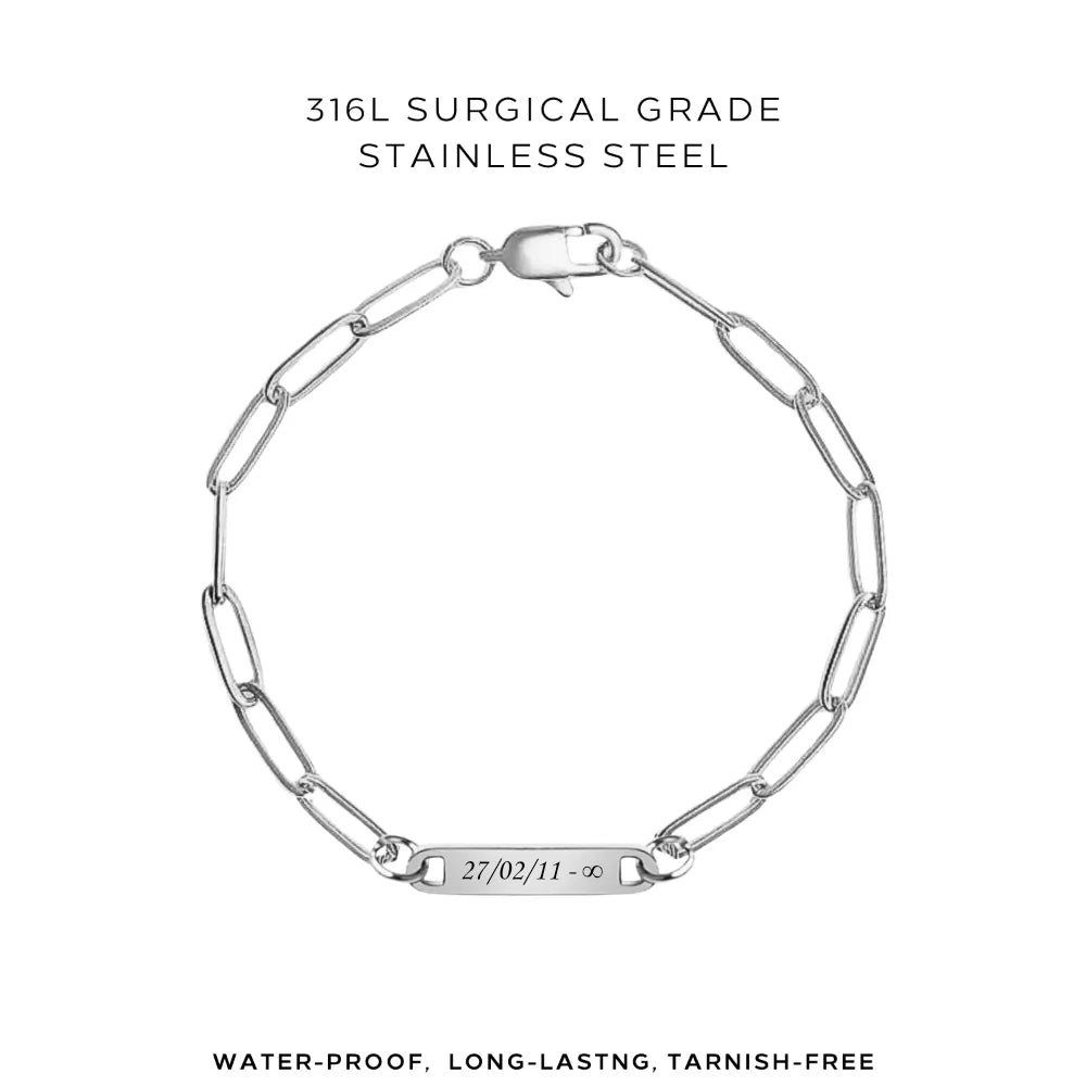 Personalized Engraved Paperclip Bracelet - Custom Name Jewelry Gift for Women - Elegant Minimalist Stackable Bracelet - Perfect for Birthdays, Anniversaries & Everyday Wear