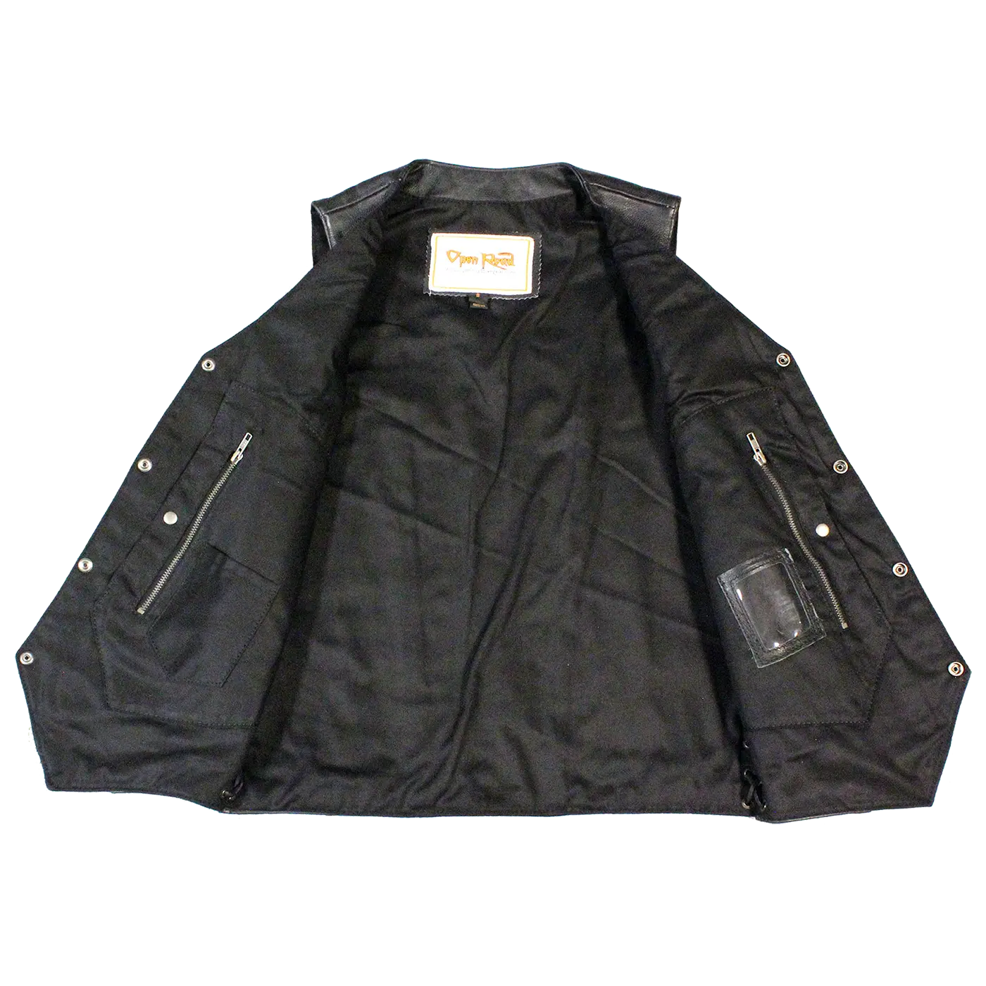 Open Road Men's 10 Pocket Leather Vest - Stylish Biker Jacket for Motorcycle Riding & Outdoor Adventures