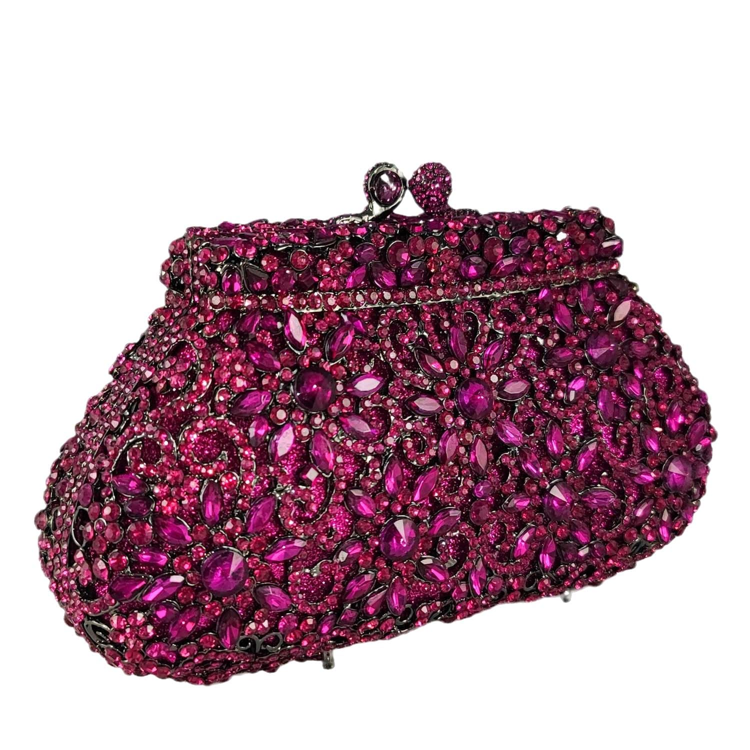 FGG Women's Crown Minaudiere Handbag - Elegant Flower Crystal Clutch Purse for Formal Evening, Wedding & Special Occasions | Perfect as Bridal Accessory, Prom or Gala Event Bag