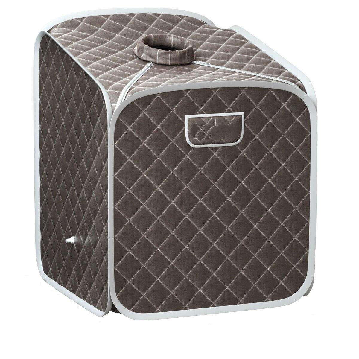 HPW Grey 2L Portable Folding Steam Sauna Spa Tent with Chair & Remote Control - 9 Adjustable Temperature Levels for Full Body Detox, Weight Loss & Relaxation - Perfect for Home Therapy, Foot Massage & Slimming Treatments