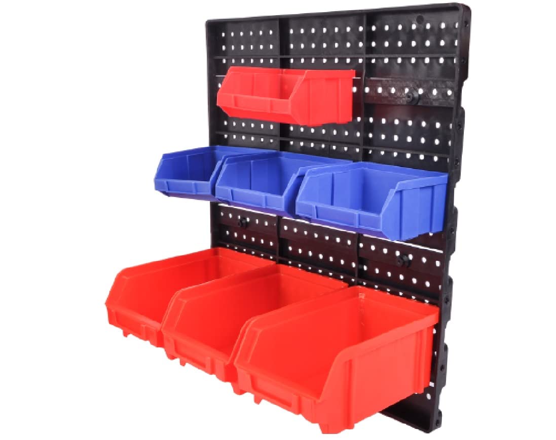 30-Piece Wall Mounted Storage Box Organizer - Plastic Bins & Racks for Garage, Shop Tools & Home Organization | Space-Saving Storage Solution for DIY, Workshop & Closet