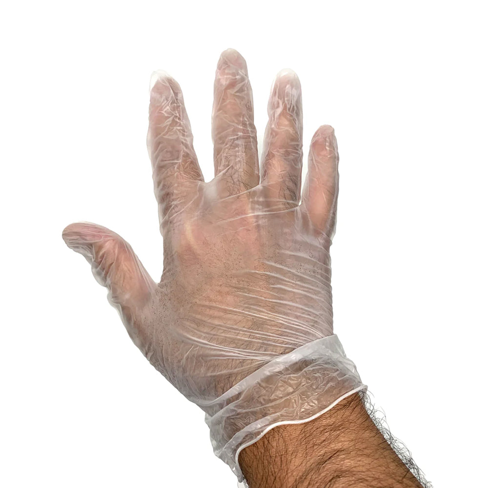Disposable Vinyl Clear Gloves Powder Free - 100 Count Box (100 Gloves) for Food Handling, Cleaning & Medical Use