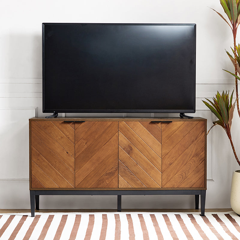 Mila 55 Inch Wide 4 Door Sideboard with Storage - Modern Buffet Cabinet for Dining Room, Living Room & Entryway Organization