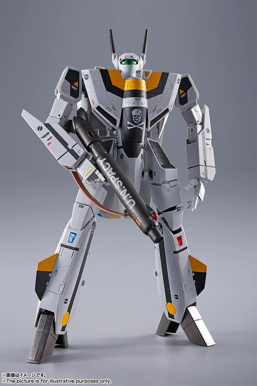Bandai DX Chogokin Macross VF-1S Valkyrie Roy Focker Special Edition Action Figure with First Release Bonus - Collectible Anime Robot Toy for Display & Gifting