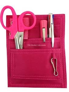 EMI Nurse Pocket Organizer 4-Piece Set - Medical Scissors, LED Pen Light, Chart Marker & Organizer Pouch (Pink) | Perfect for Nurses, Doctors & Healthcare Professionals On-The-Go