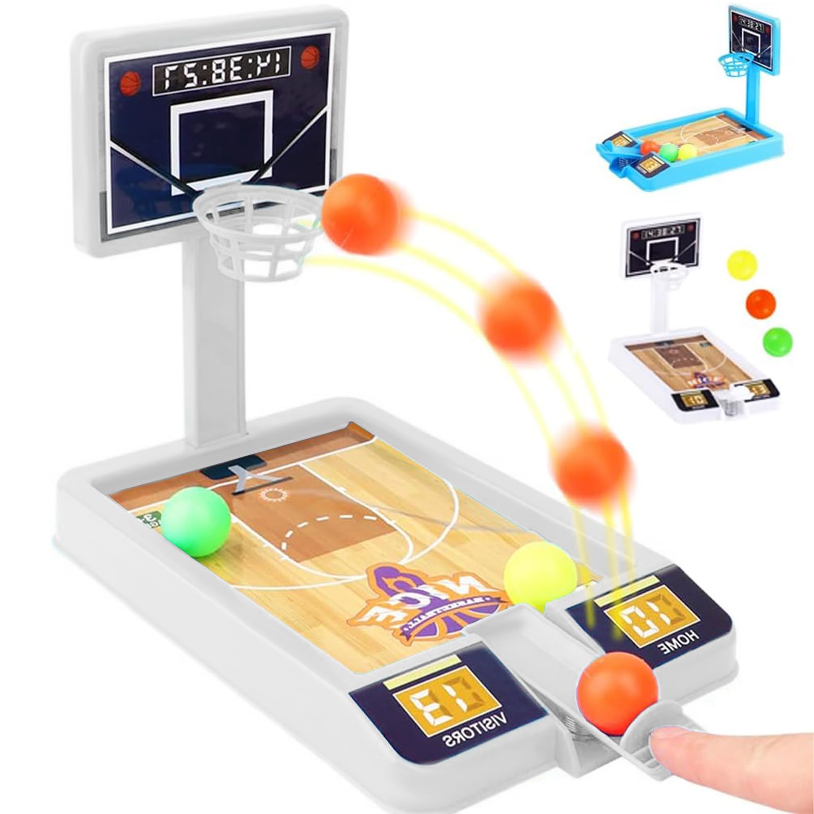 Mini Office Basketball Game Set - Finger & Table Basketball Toy for Stress Relief - Fun Party Gifts for Kids & Adults - Perfect for Desk Games & Office Entertainment (White)