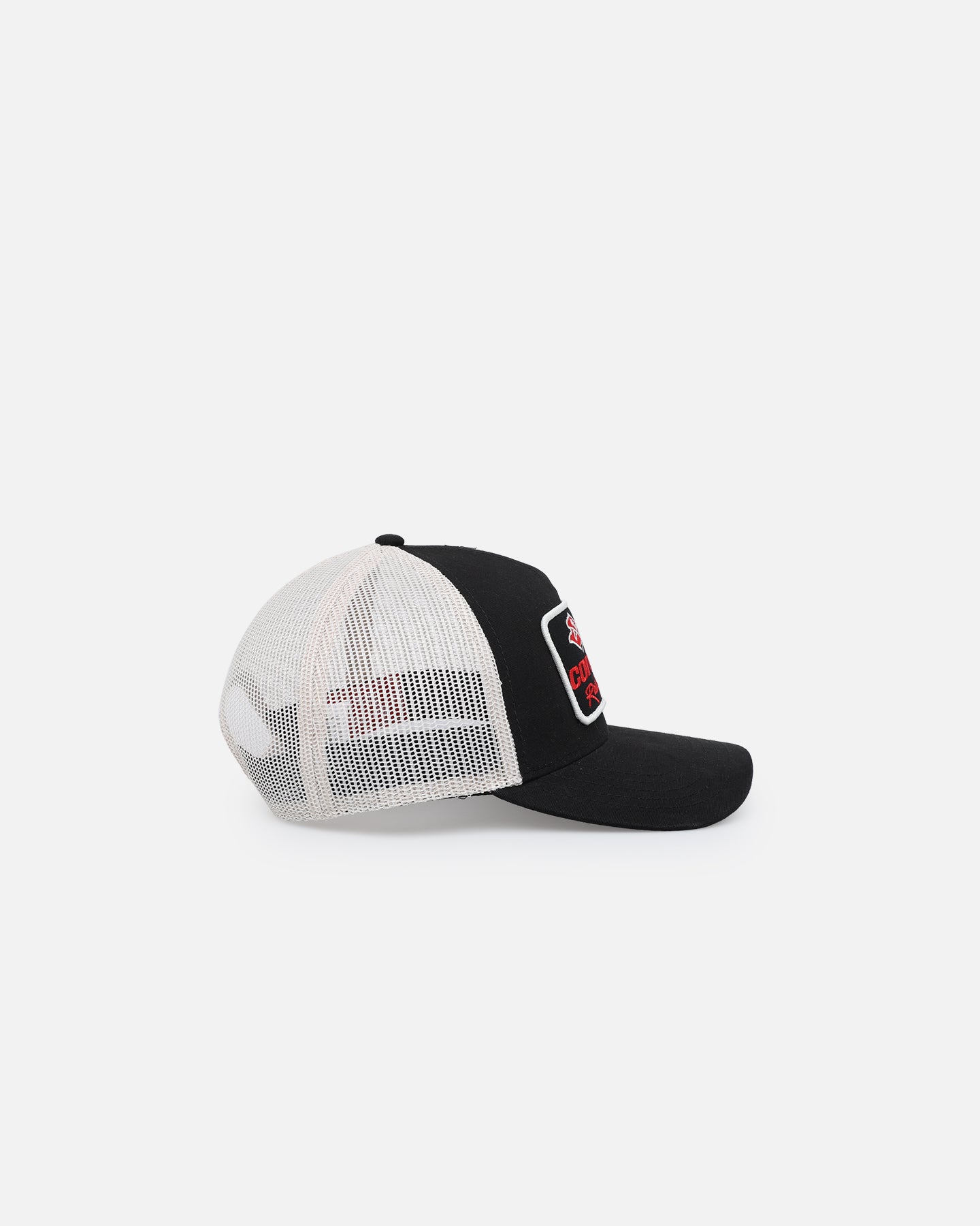 American Needle Twill Valin Patch Trucker Snapback Cap - Ivory/Black - Perfect for Casual Wear, Sports & Street Fashion