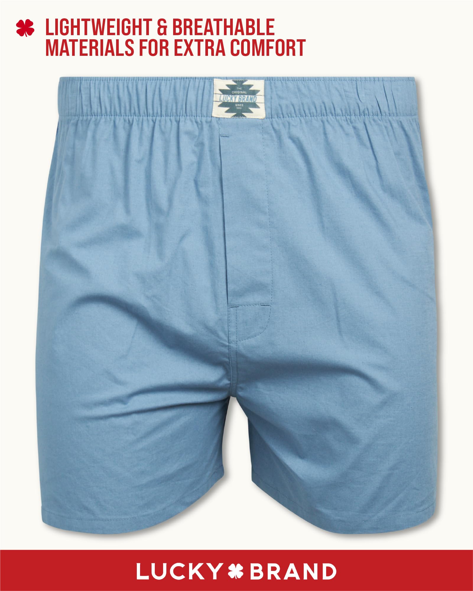 Lucky Brand Men's Boxer Shorts 3-Pack - Breathable Woven Cotton Underwear with Functional Fly - Lightweight Comfort for Everyday Wear (S-XL) - Perfect for Work, Travel & Lounging