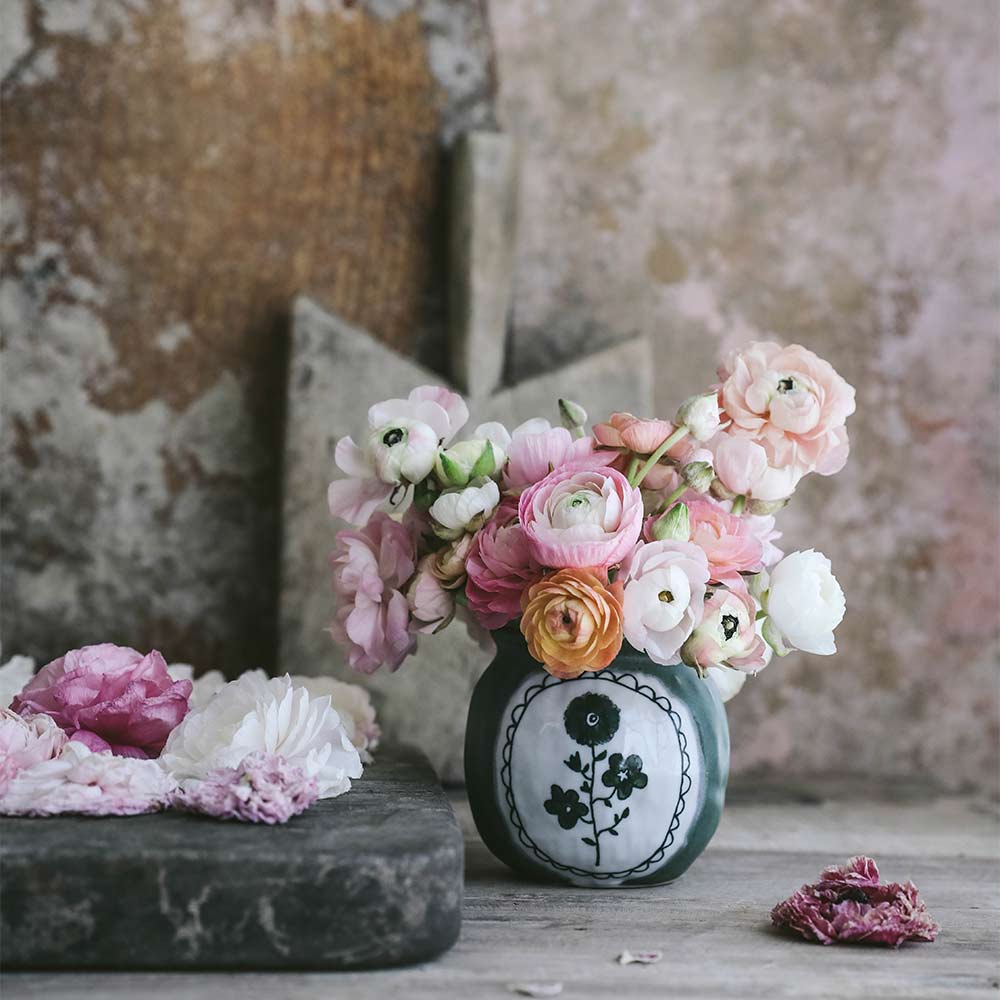 Hand Painted Porcelain Vase - Elegant Floral Forest Design - Perfect for Home Decor, Wedding Centerpiece & Gift Giving