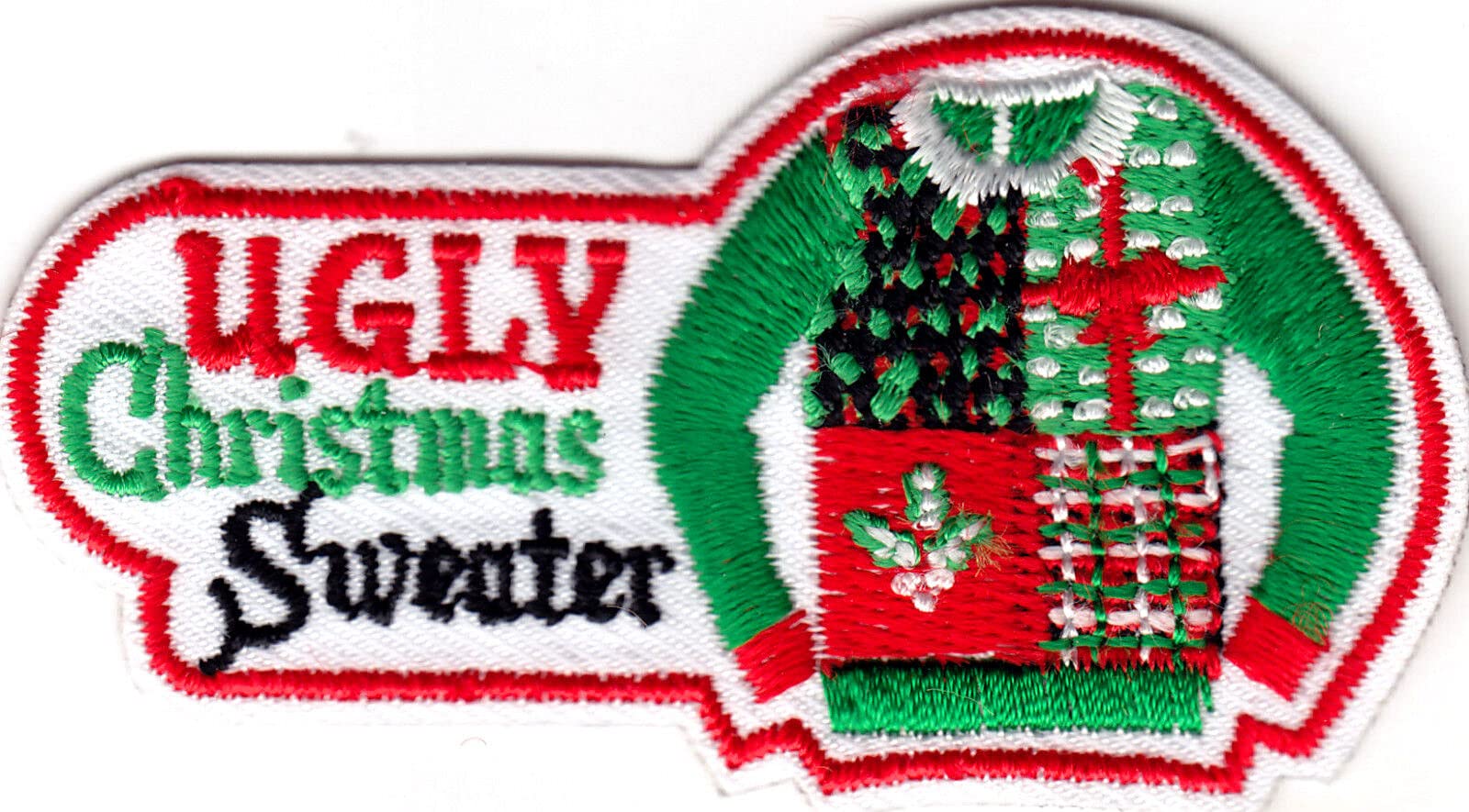 Funny Ugly Christmas Sweater Iron On Patch - Festive Holiday Party Decoration for DIY Costumes & Gifts