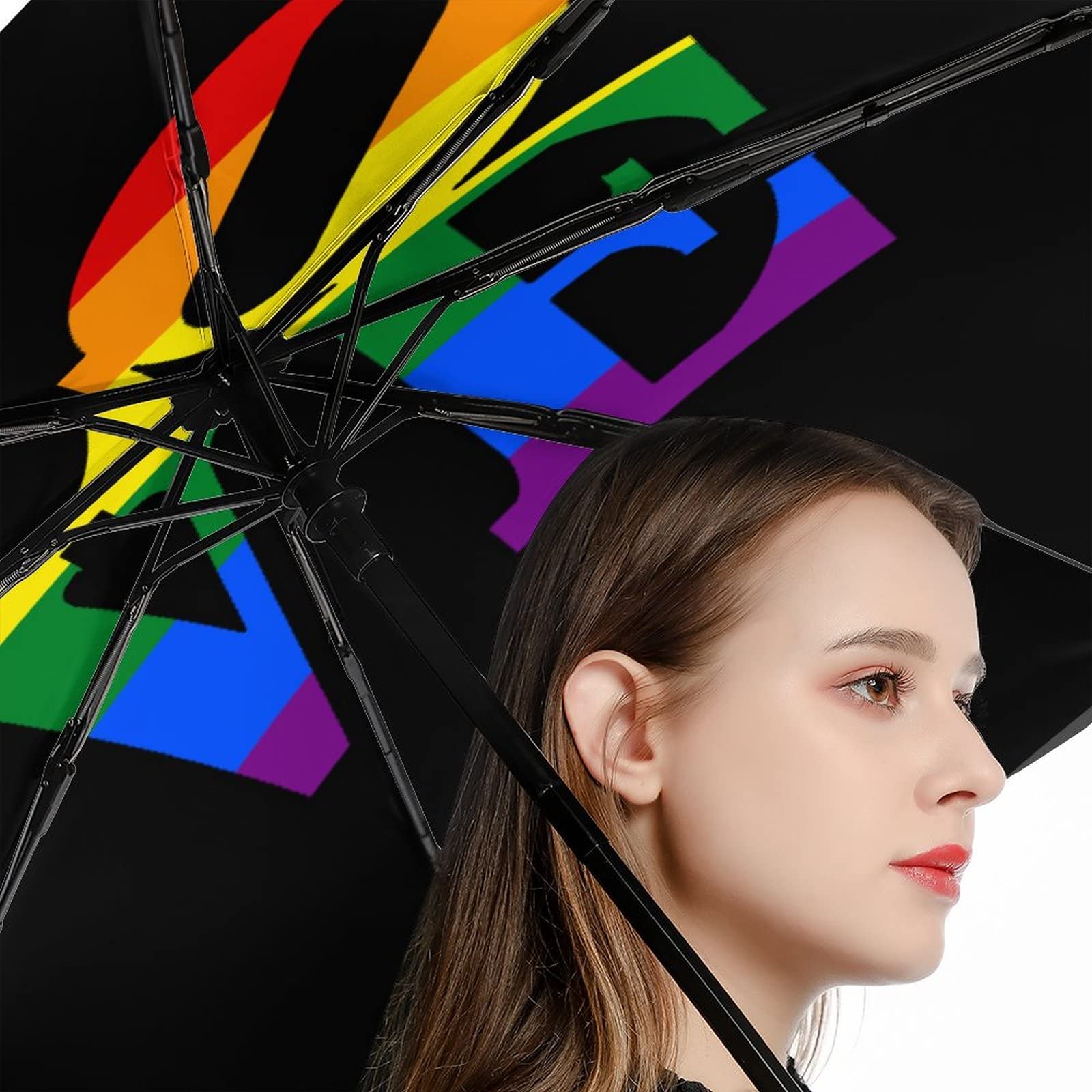 Rainbow Pride Folding Umbrella - Windproof Compact Travel Umbrella with UV Protection for LGBTQ+ Community | Perfect for Pride Parades, Festivals & Outdoor Events