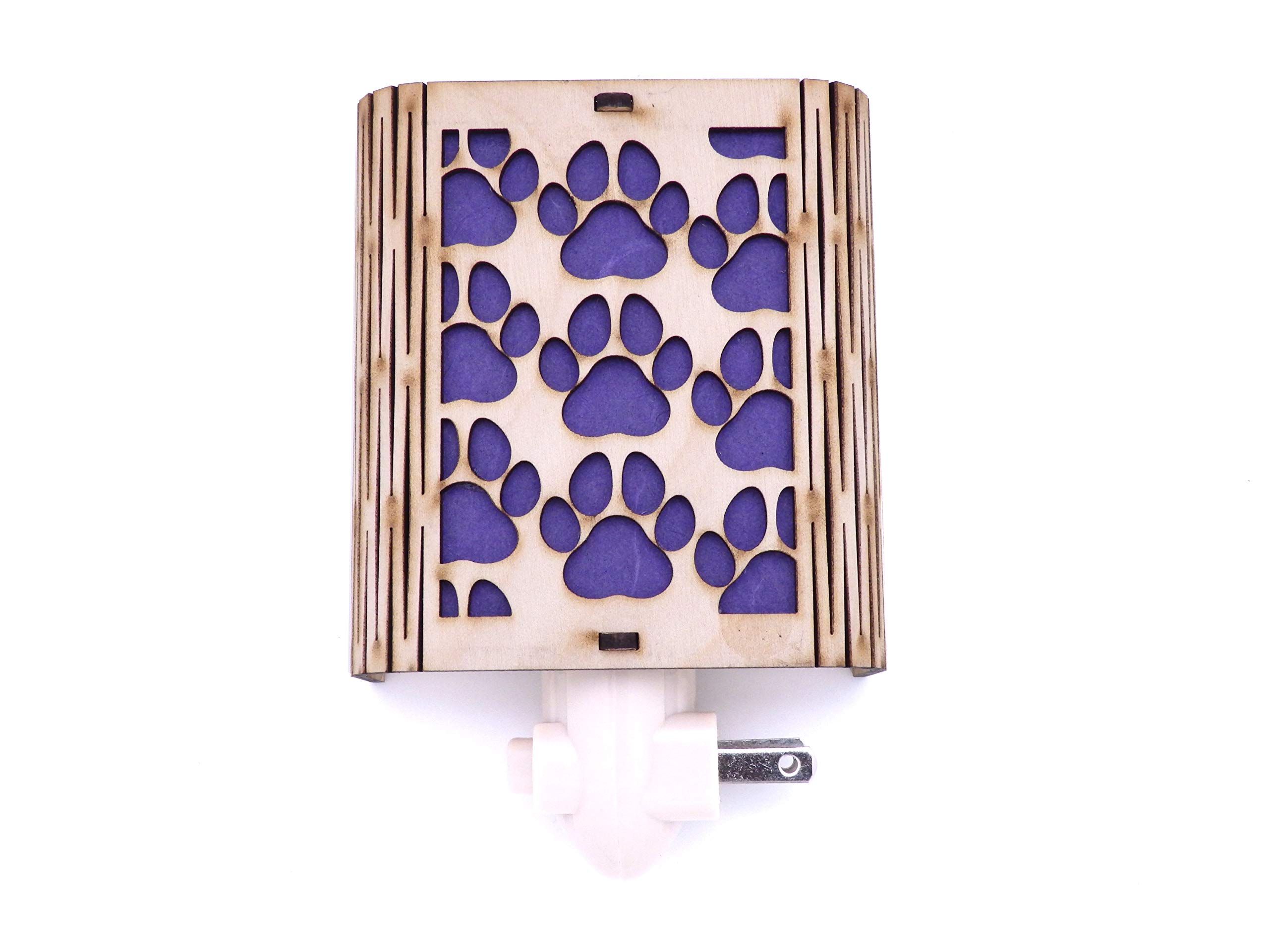 Handcrafted Paw Print Maple Wood Night Light - Made in Vermont USA - Perfect for Bedrooms, Nurseries & Pet Lovers