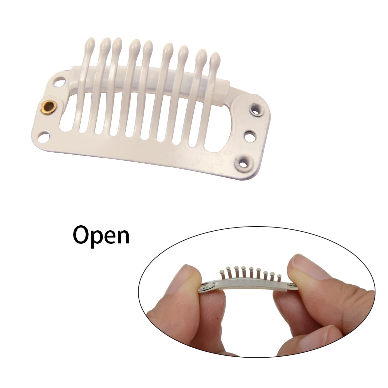 50 Pcs 32mm 9-Teeth Metal Snap Hair Extension Clips with Rubber Silicone Back - Blonde Wig Clips for Hairpieces, Weaves & DIY Styling - Perfect for Salon, Cosplay & Daily Hair Accessories