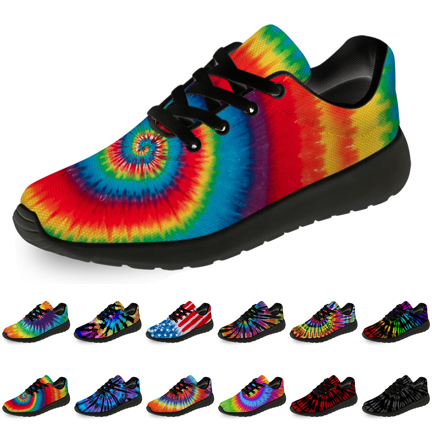 horethy Tie Dye Running Shoes for Women & Men - Comfortable Walking Tennis Sneakers for Jogging, Sports & Casual Wear - Perfect Gift for Athletes & Fitness Lovers