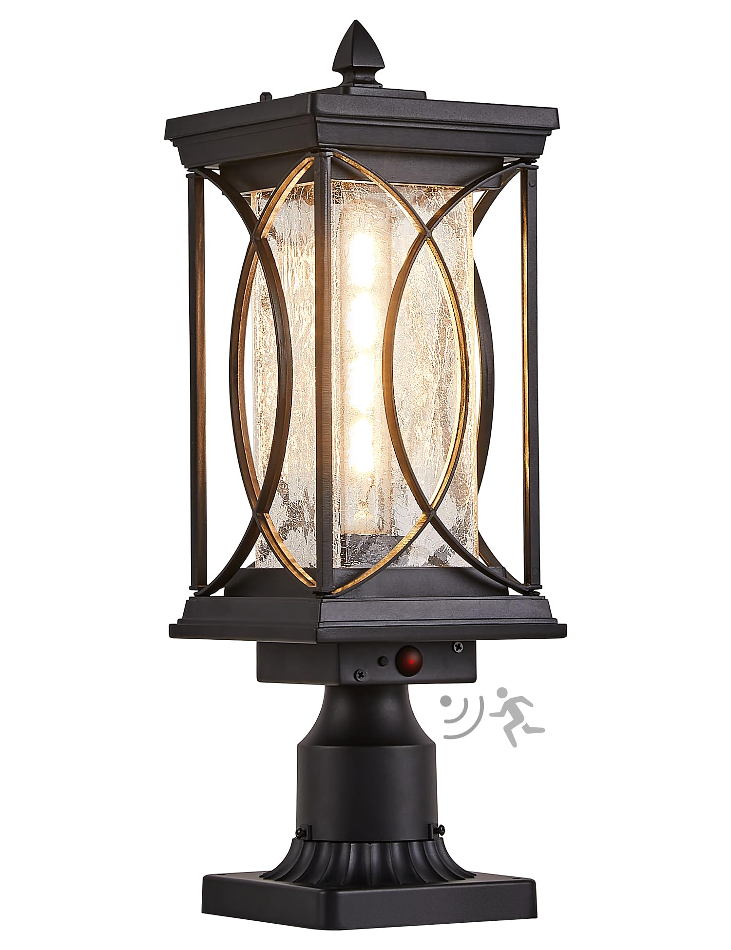 Motion Sensor Outdoor Post Lantern - Dusk to Dawn Automatic Pillar Light with 3