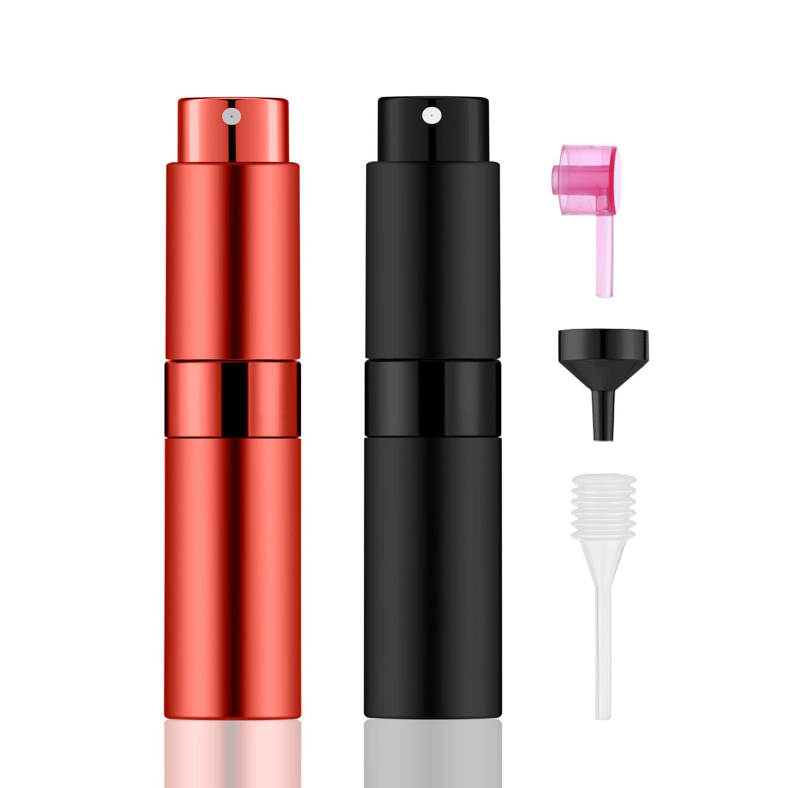 8ML Mini Refillable Perfume Atomizer Spray Bottle - Portable Travel Perfume Sprayer for Cologne & Fragrances (2PCS, Red & Black) - Perfect for Travel, Gym & On-the-Go Use