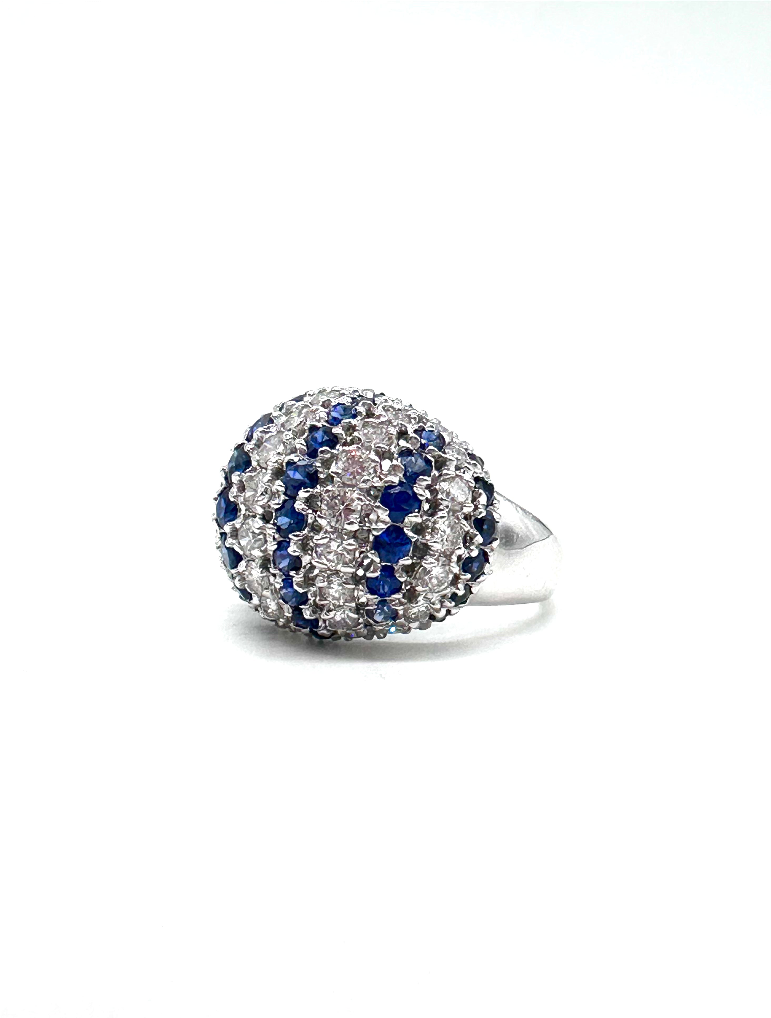 Exquisite Diamond & Sapphire Dome Ring for Women – Elegant Wedding, Engagement, or Anniversary Jewelry Gift – Perfect for Special Occasions & Evening Events
